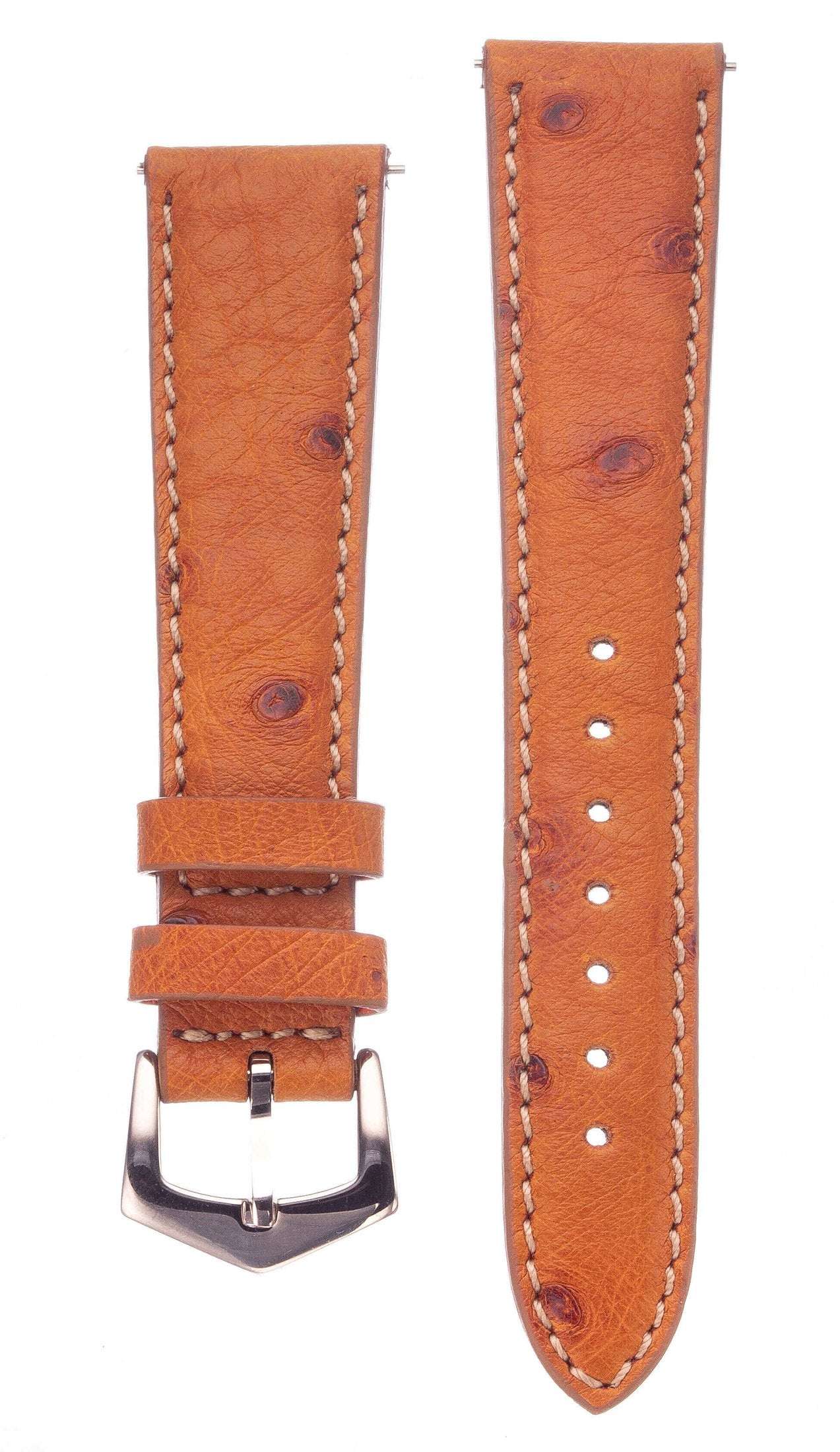 Cognac Ostrich Watch Band - Leather strap- Milano Straps