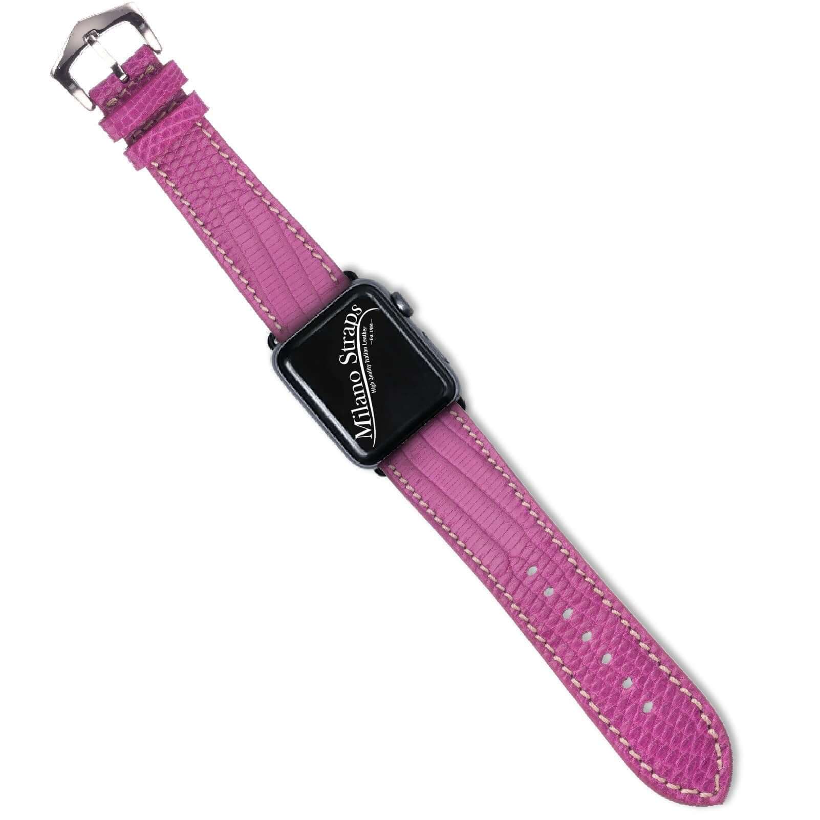 Fuchsia Lizard Apple Watch Leather Band | Watch bands - Apple Watch Lizard Bands- Milano Straps