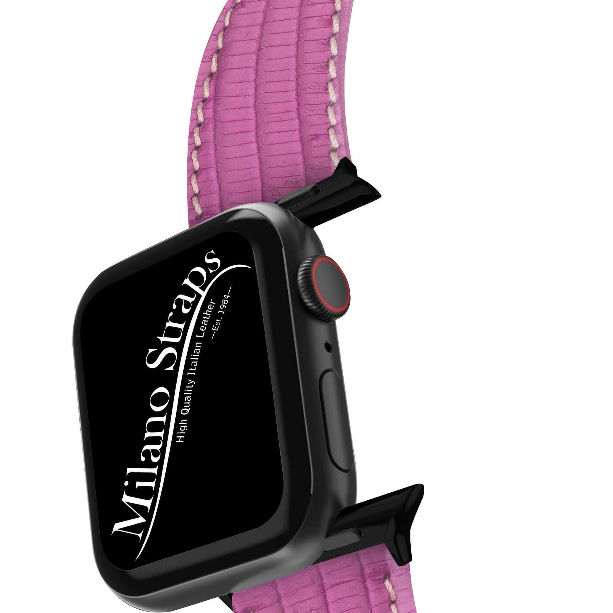 Fuchsia Lizard Apple Watch Leather Band | Watch bands - Apple Watch Lizard Bands- Milano Straps