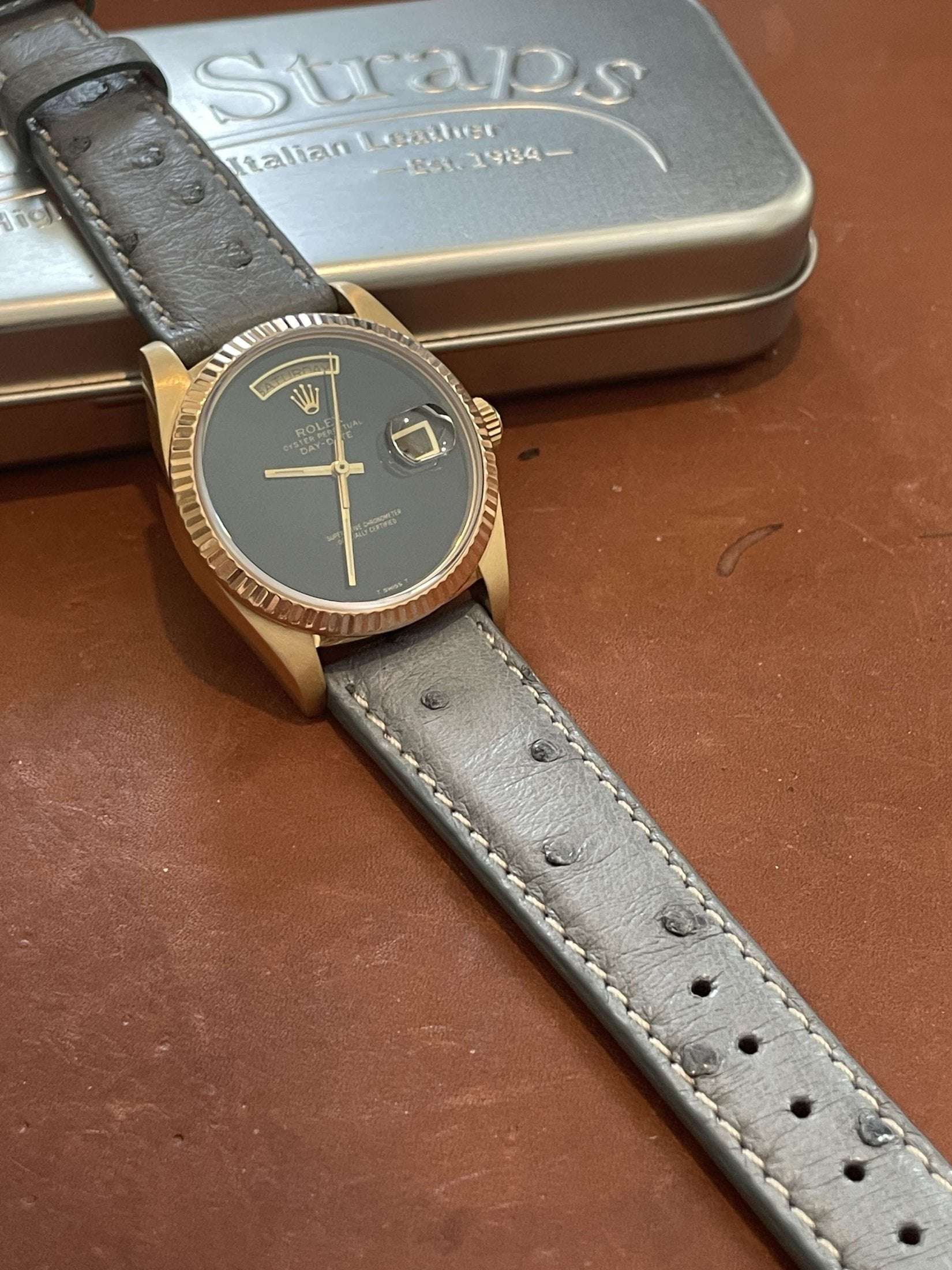 Grey Ostrich Watch Band - Leather strap- Milano Straps