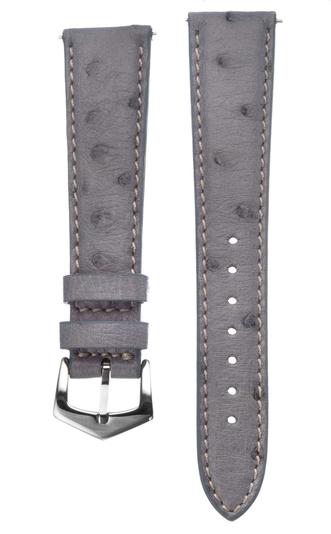 Grey Ostrich Watch Band - Leather strap- Milano Straps