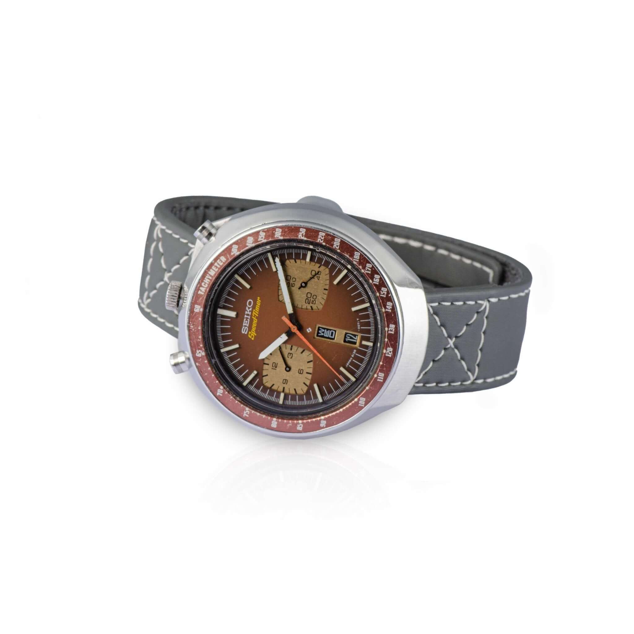 Grey Velcro® Watch Band Ecru Stitches 20mm - Velco® watch bands- Milano Straps