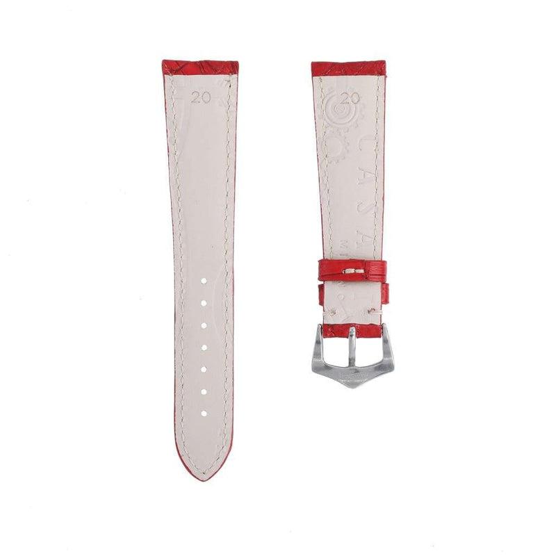 Hand-Sewn Matt Red Caiman Watch Strap - Alligator Strap- Milano Straps