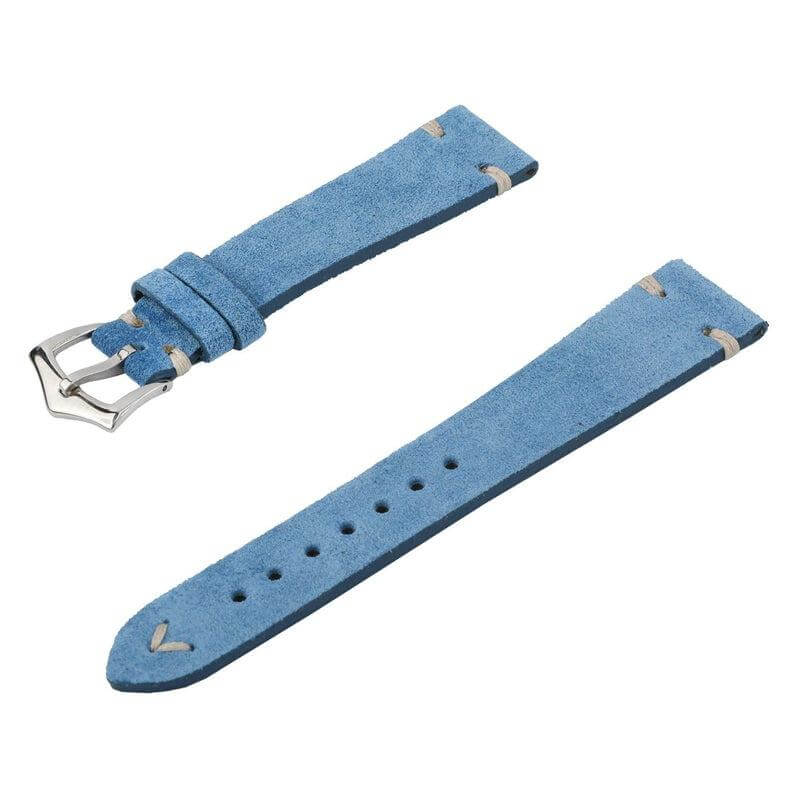 Light Blue Suede Vintage Leather Watch Strap - Suede strap- Milano Straps