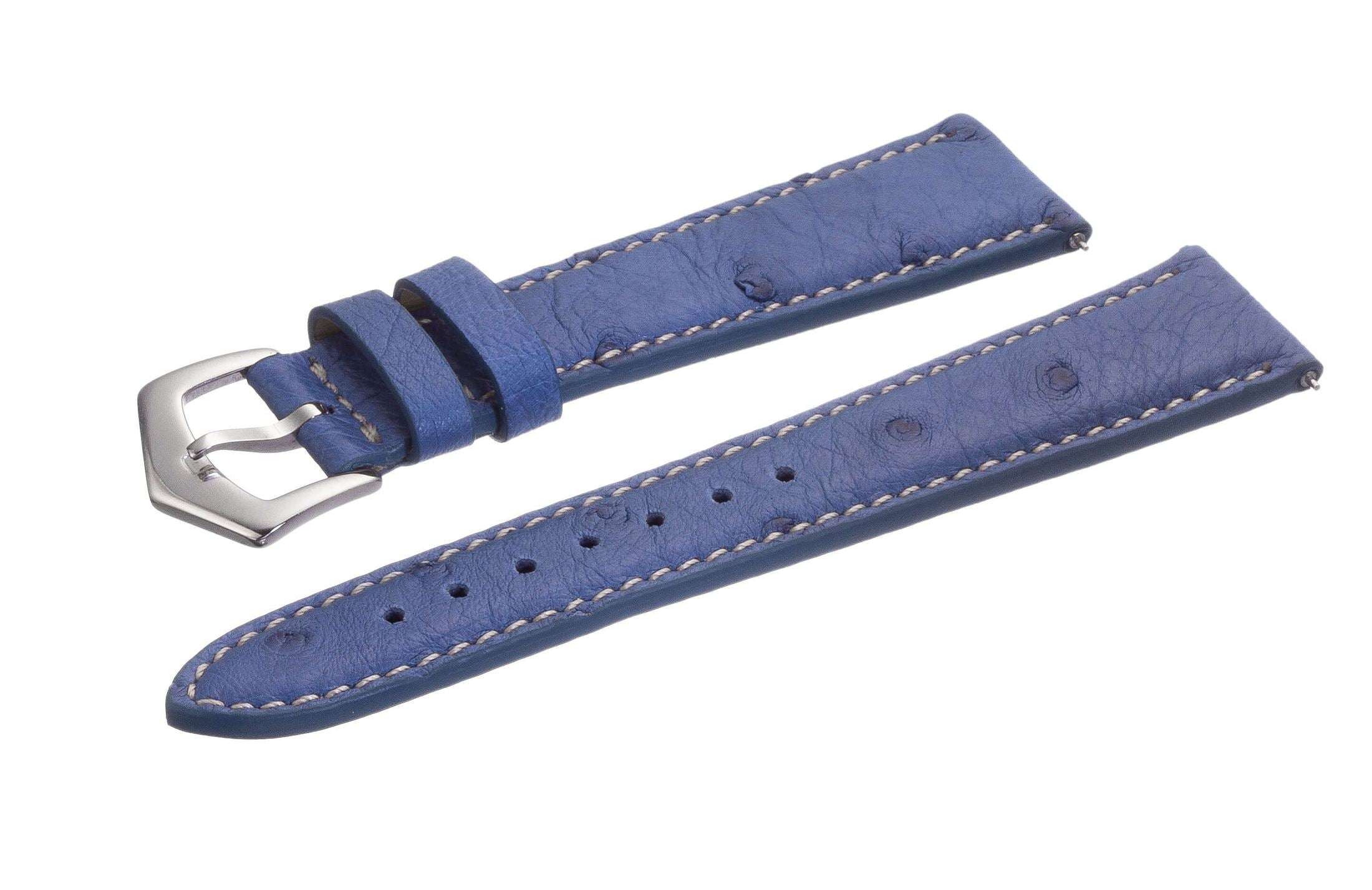 Light Blue Ostrich Leather Watch Band - Leather strap- Milano Straps