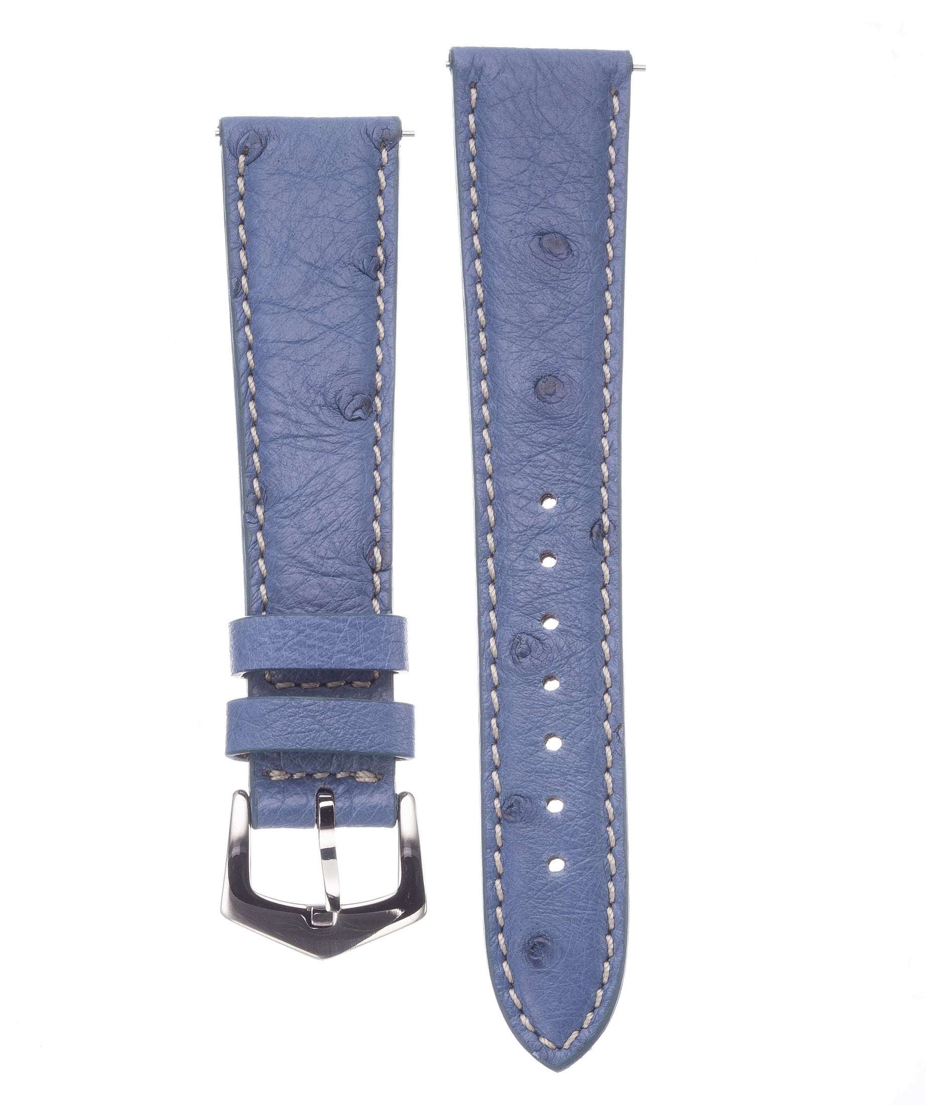 Light Blue Ostrich Leather Watch Band - Leather strap- Milano Straps