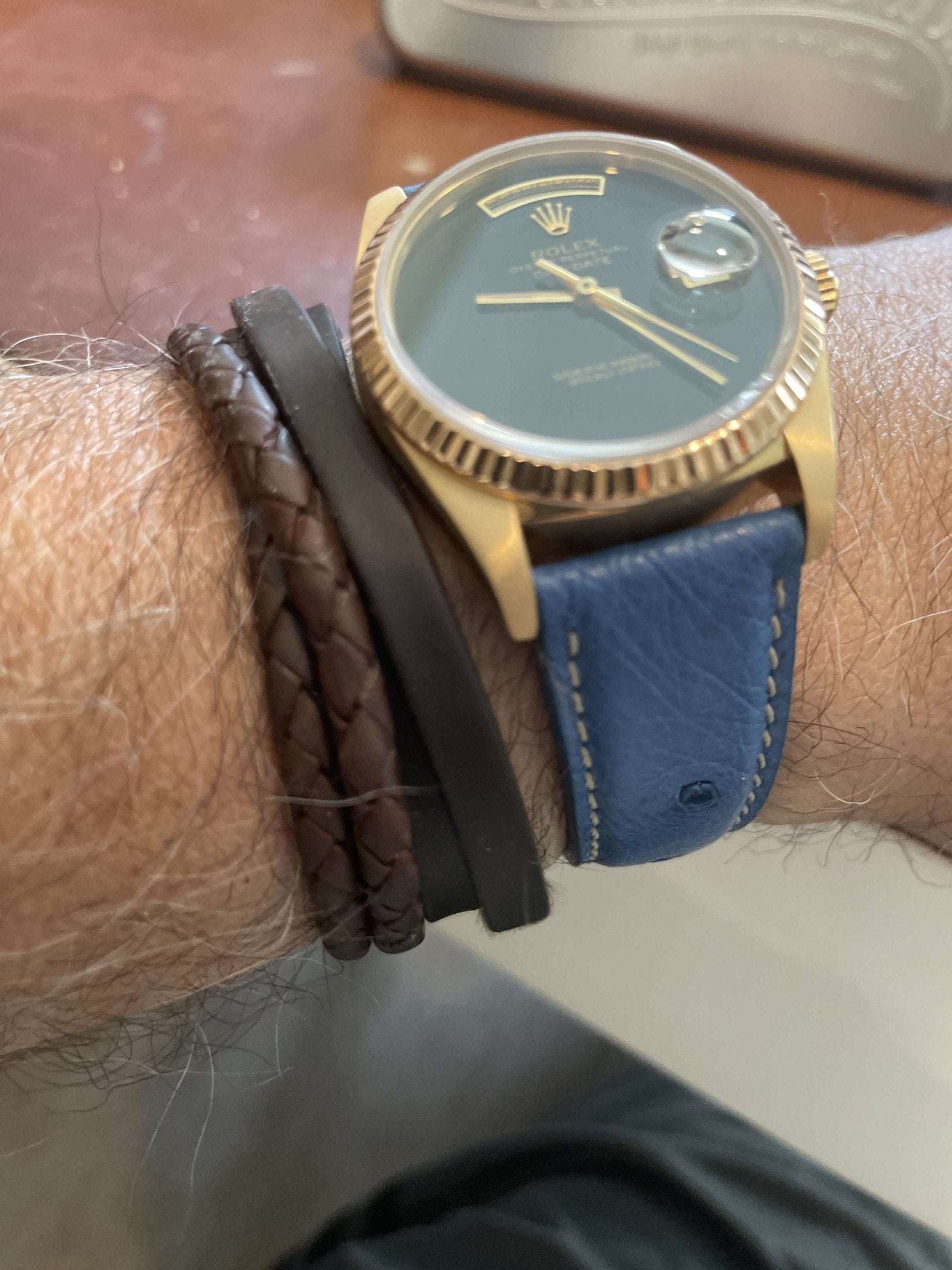 Light Blue Ostrich Leather Watch Band - Leather strap- Milano Straps