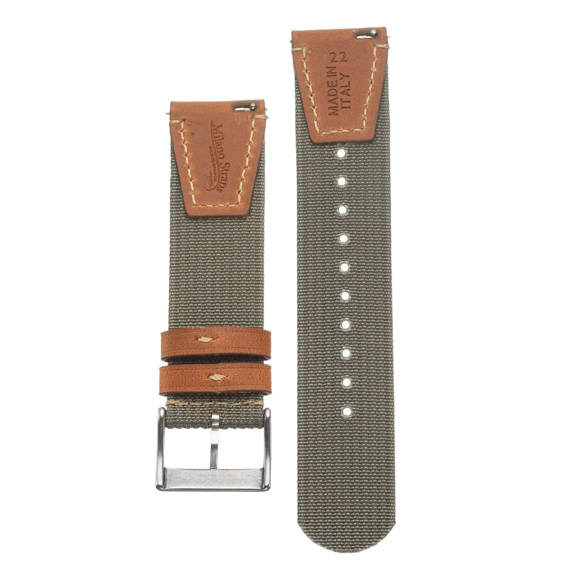 Eco-Friendly Military Grey Two Piece Strap - Military Watch Strap- Milano Straps