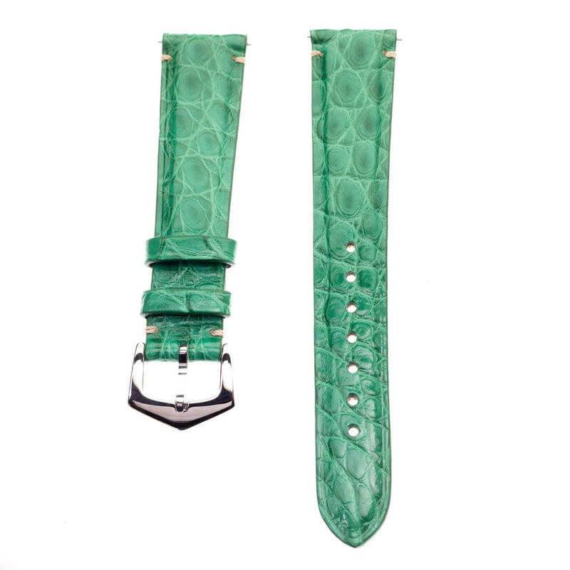 Millennium Green Alligator Minimal Stitches Watch Strap - Alligator Strap- Milano Straps
