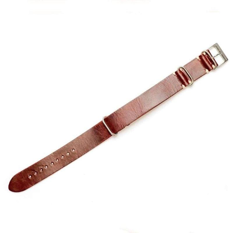 Military Leather Burgundy Italian Leather Strap - Military Watch Strap- Milano Straps