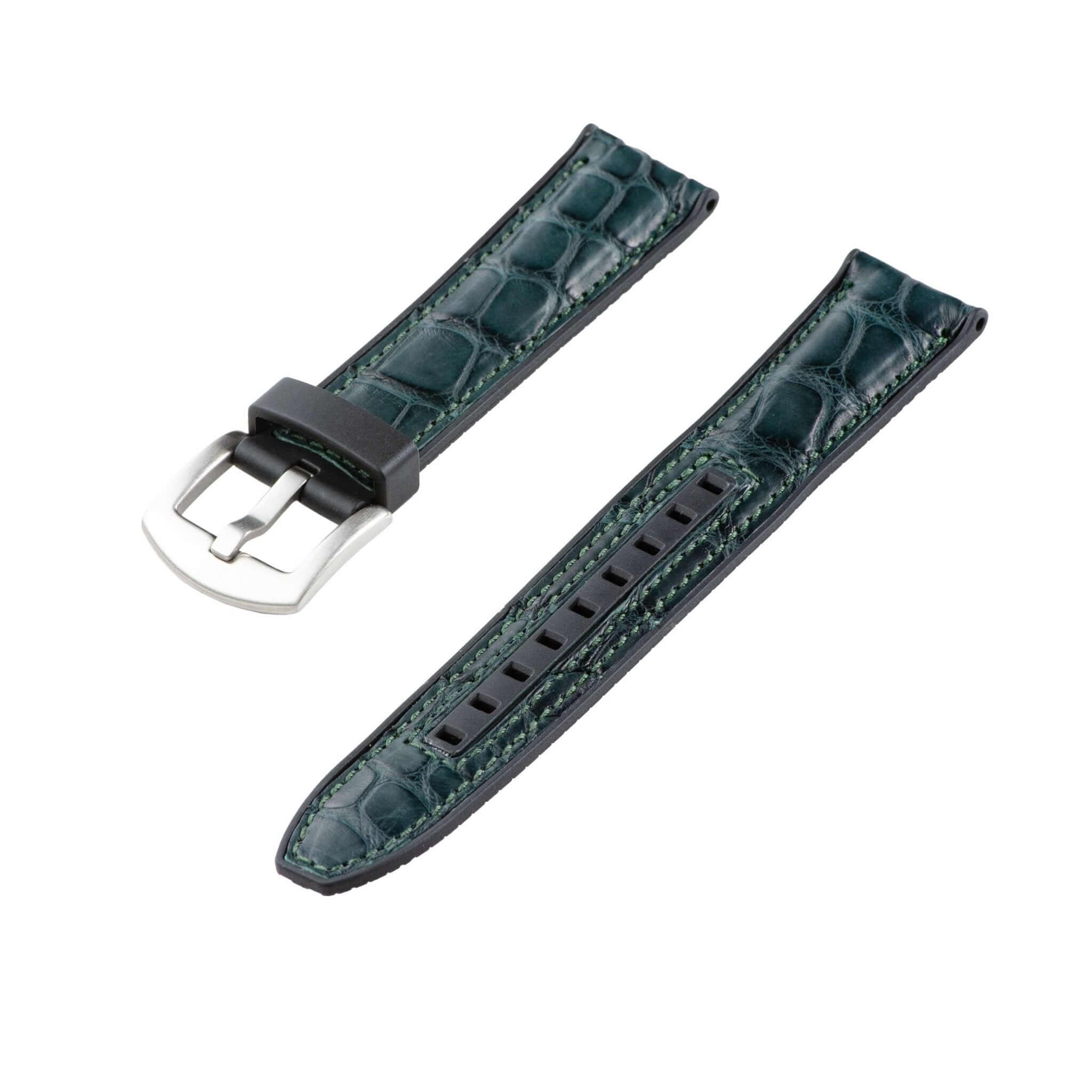 Olive Matt Alligator Watch Rubber Band - Rubber Strap- Milano Straps