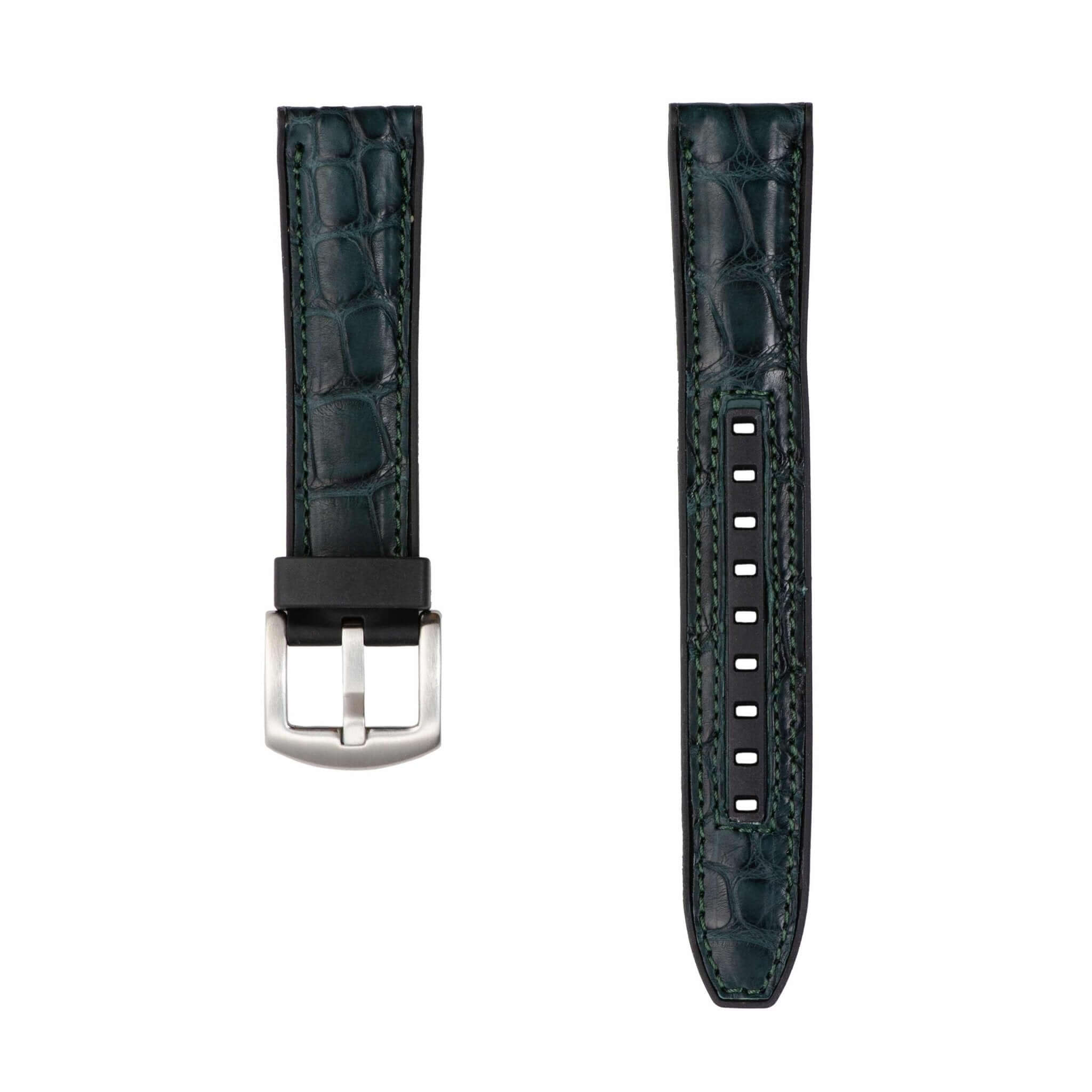 Olive Matt Alligator Watch Rubber Band - Rubber Strap- Milano Straps