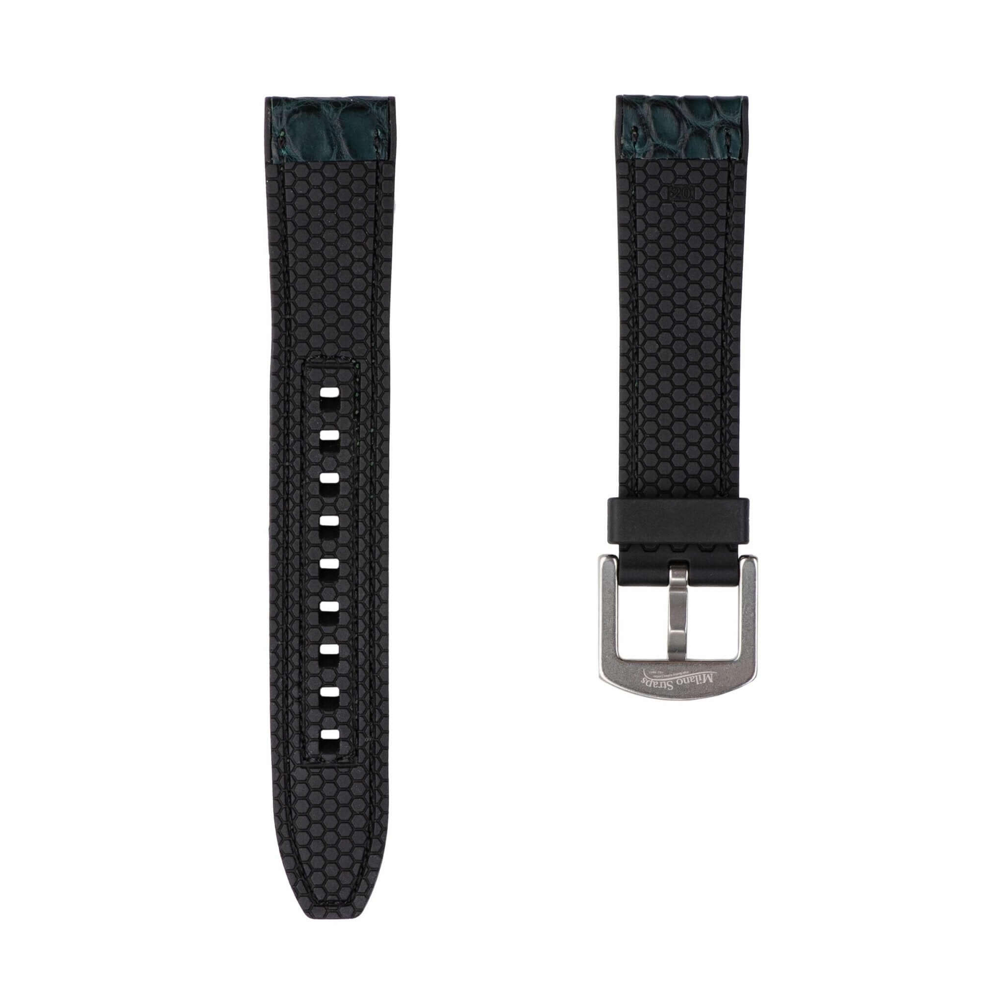 Olive Matt Alligator Watch Rubber Band - Rubber Strap- Milano Straps