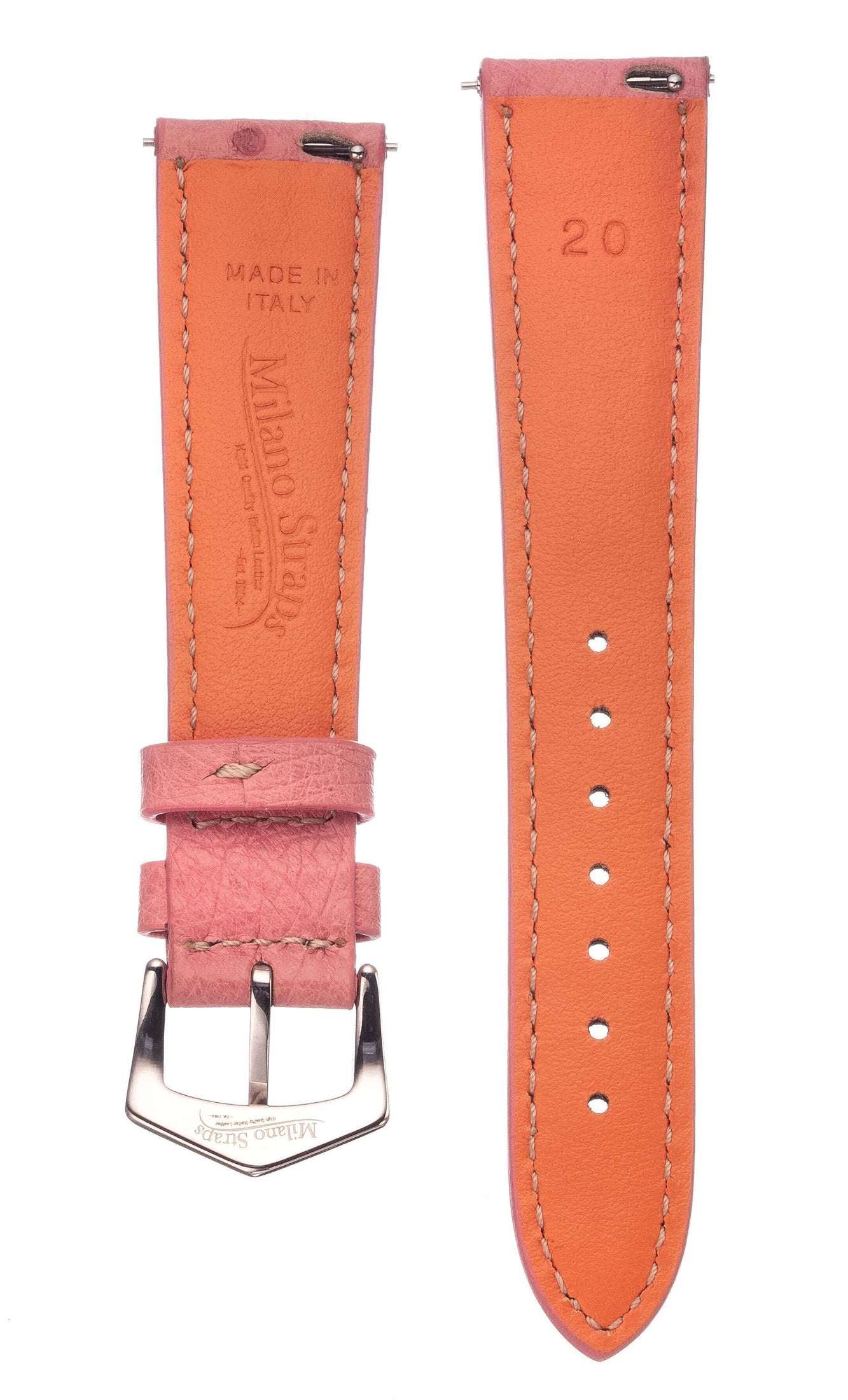 Pink Ostrich Watch Band - Leather strap- Milano Straps