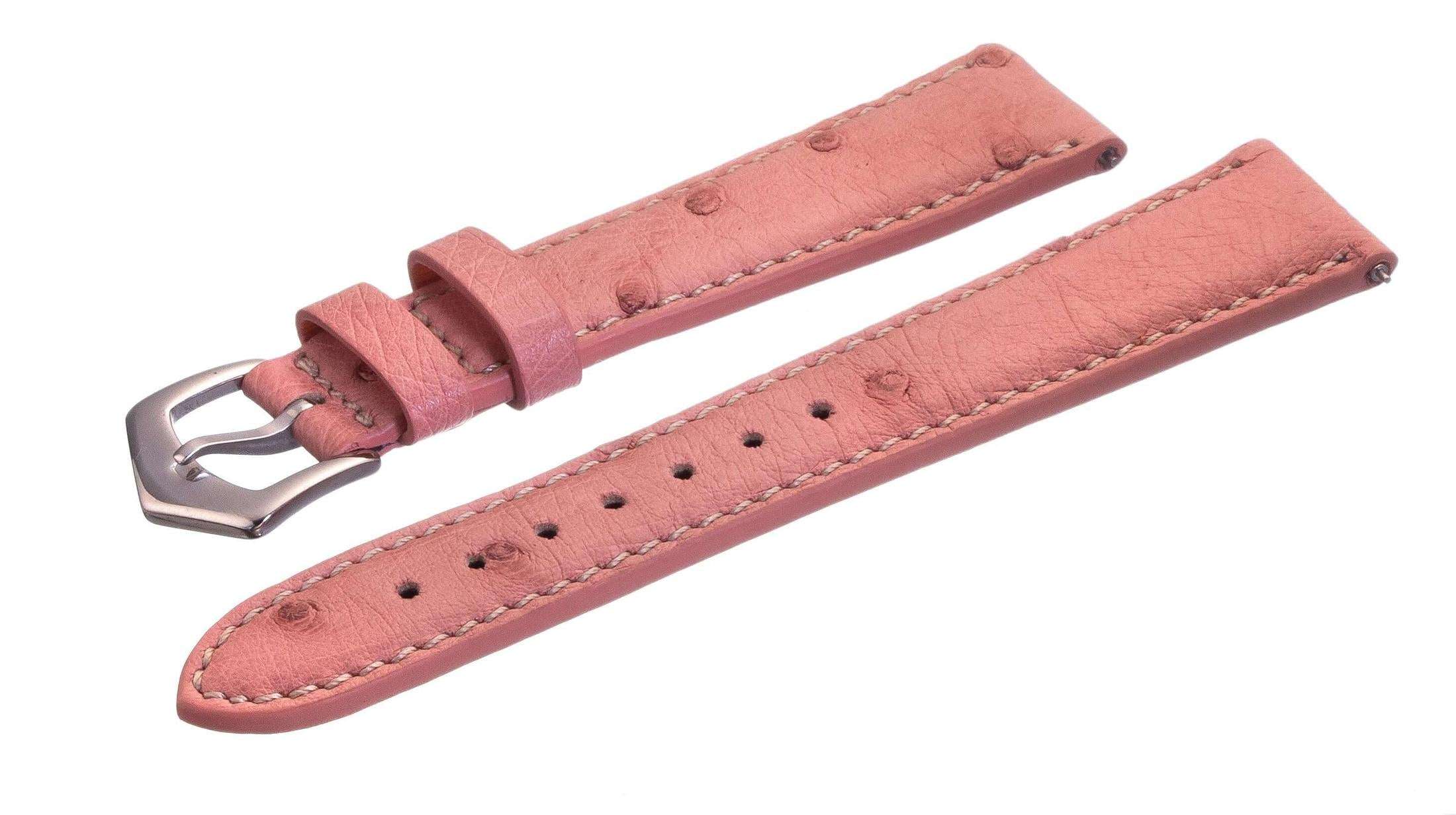 Pink Ostrich Watch Band - Leather strap- Milano Straps