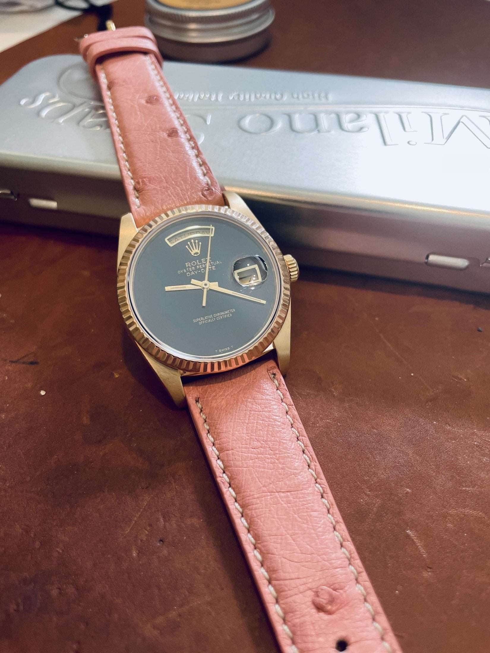 Pink Ostrich Watch Band - Leather strap- Milano Straps