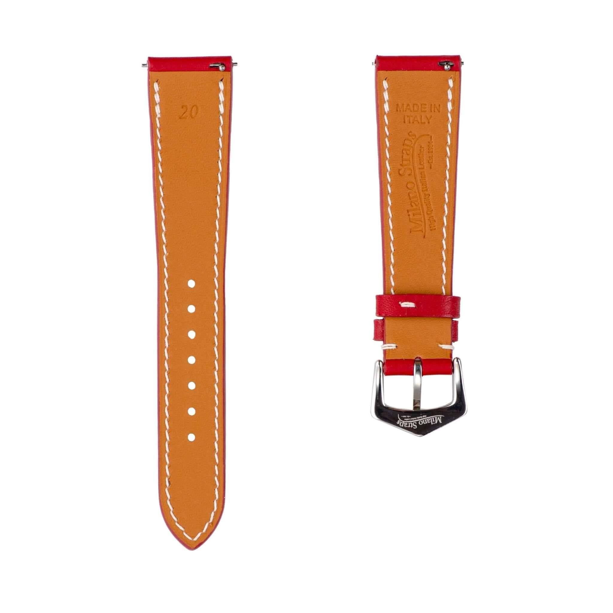 Red Barenia Leather Watch Strap - Leather strap- Milano Straps