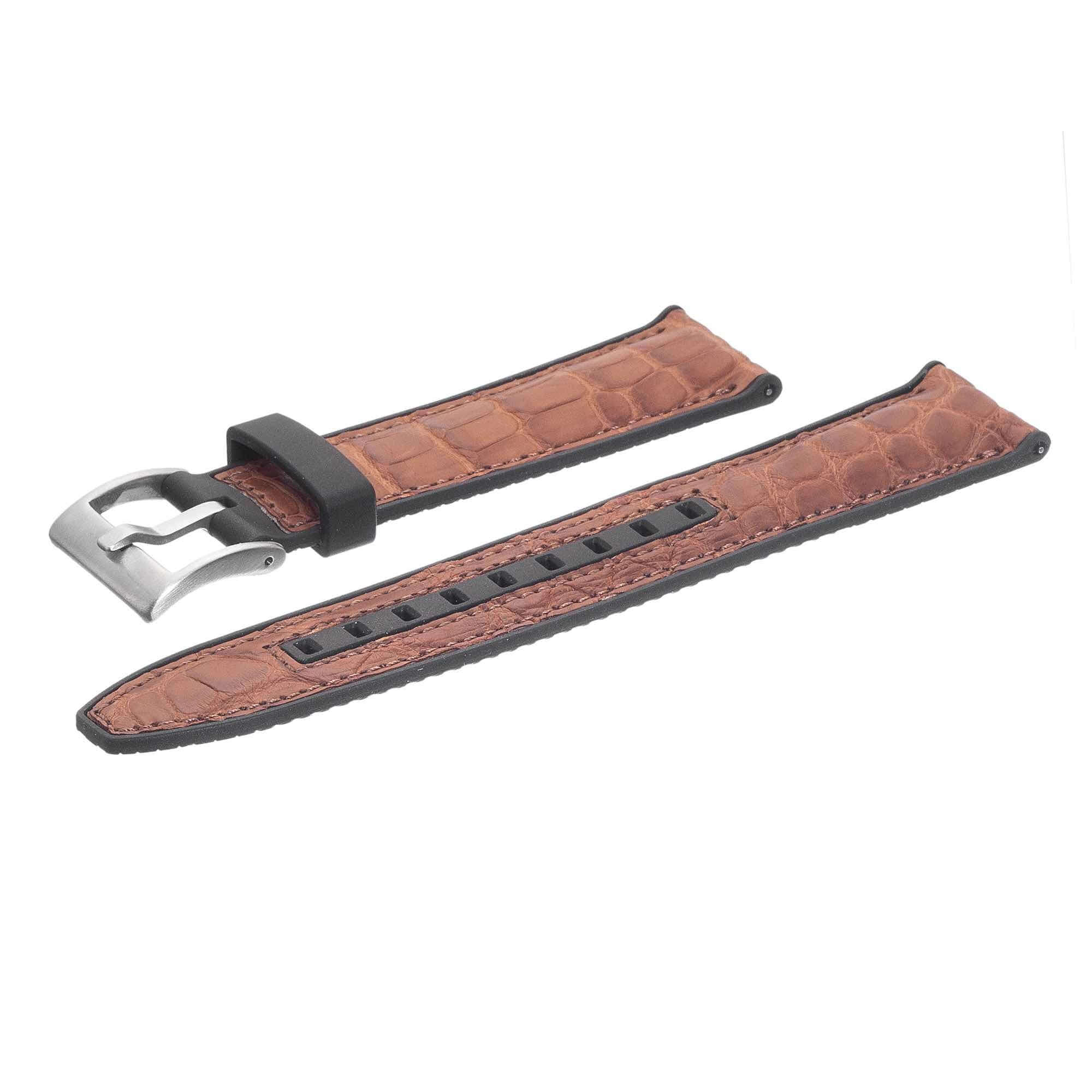 Rubber Light Brown Alligator Watch Band - Rubber Strap- Milano Straps