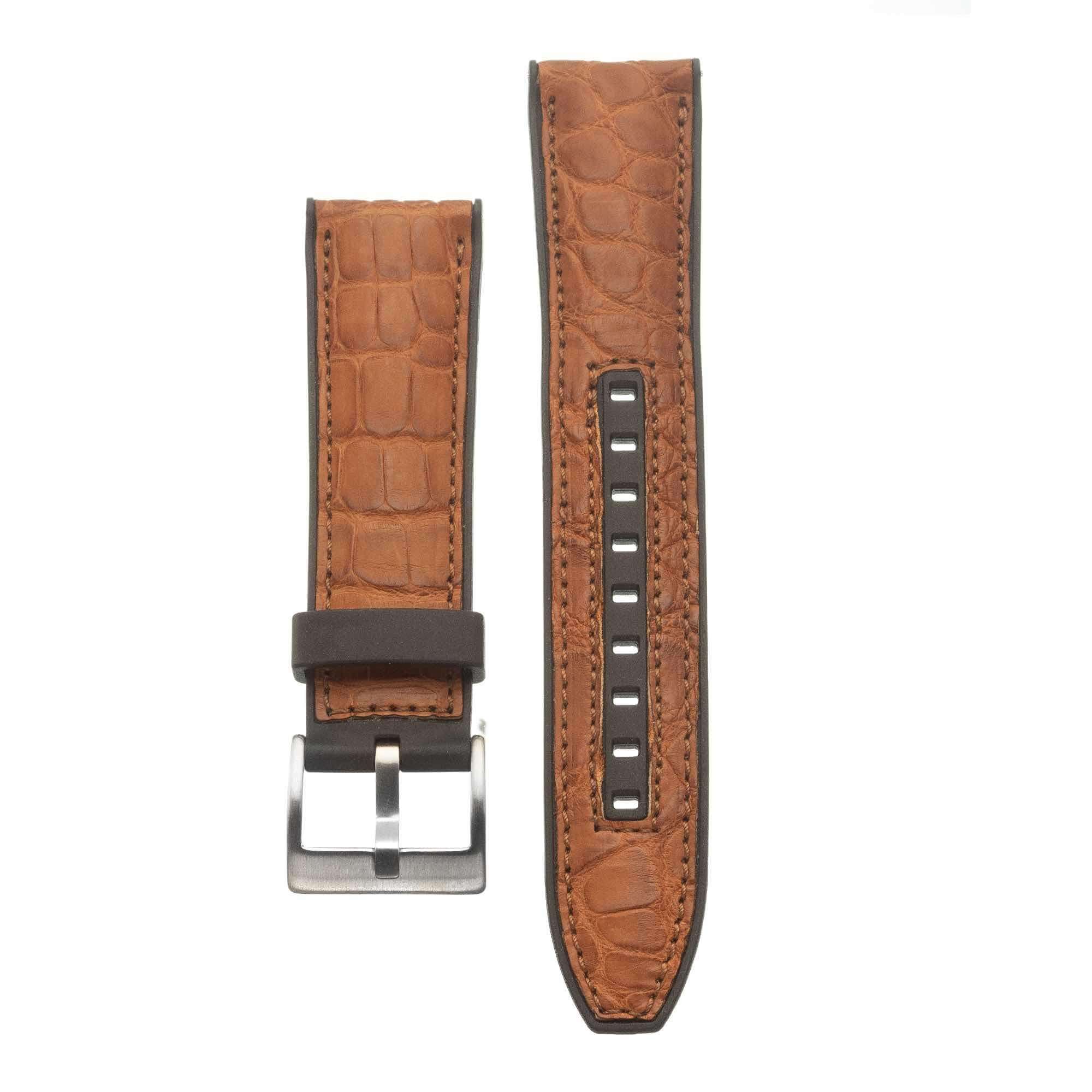 Rubber Light Brown Alligator Watch Band - Rubber Strap- Milano Straps