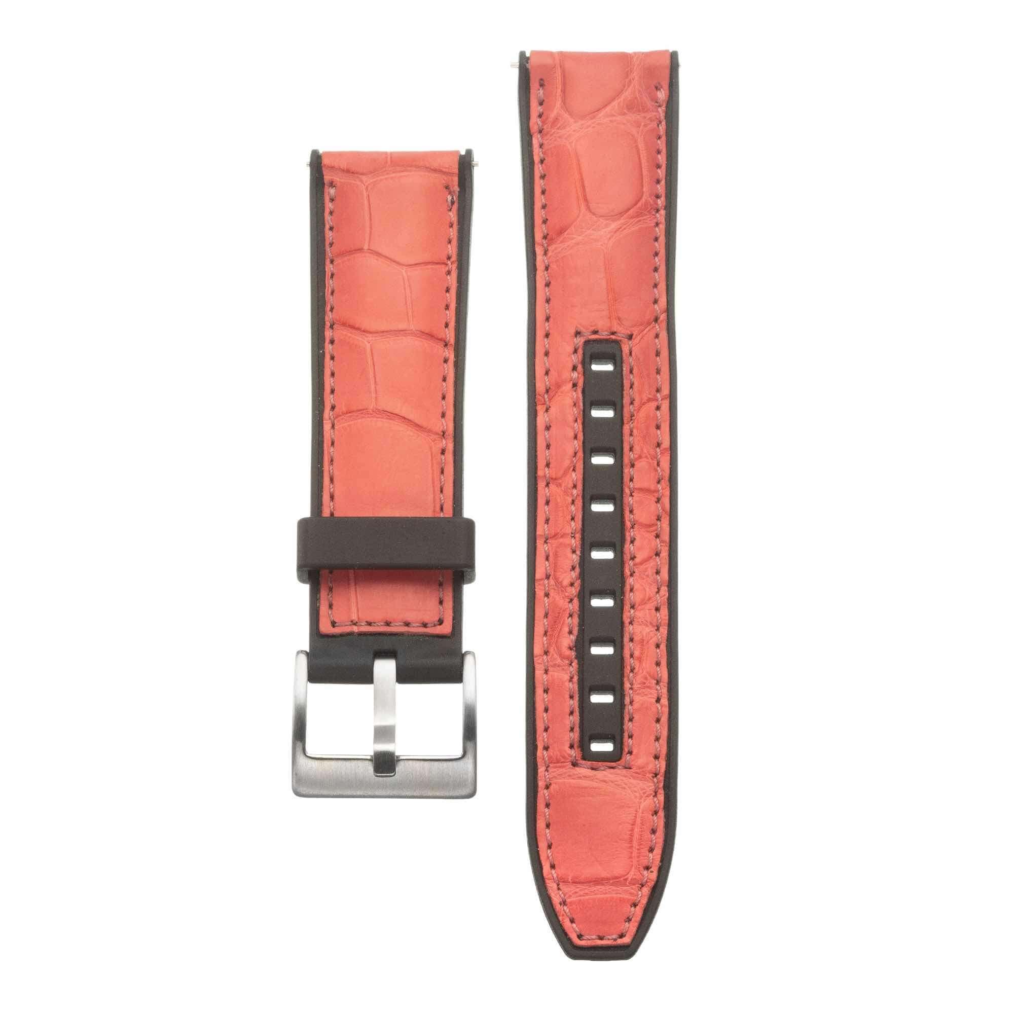Rubber Pink Alligator Watch Band - Rubber Strap- Milano Straps