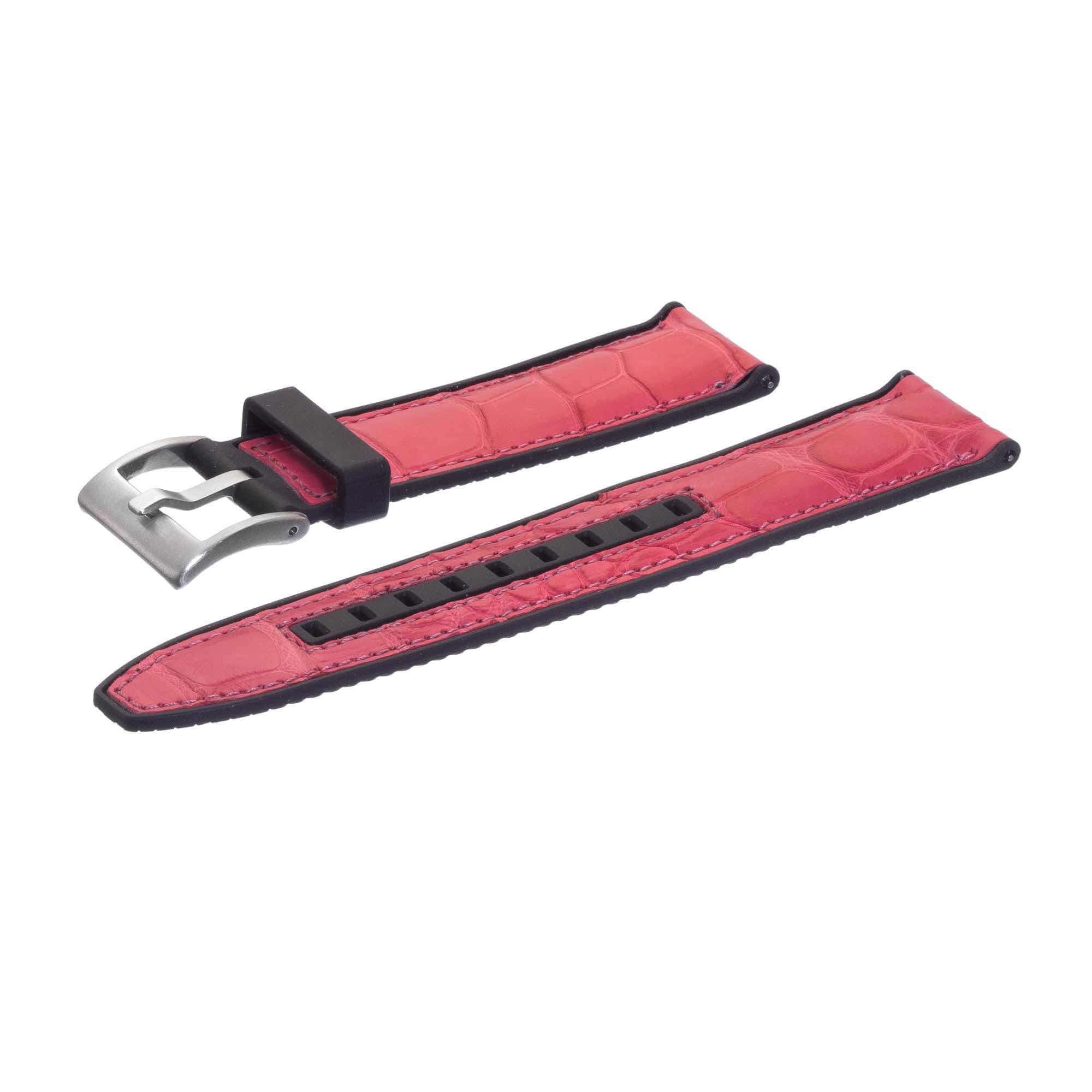 Rubber Pink Alligator Watch Band - Rubber Strap- Milano Straps