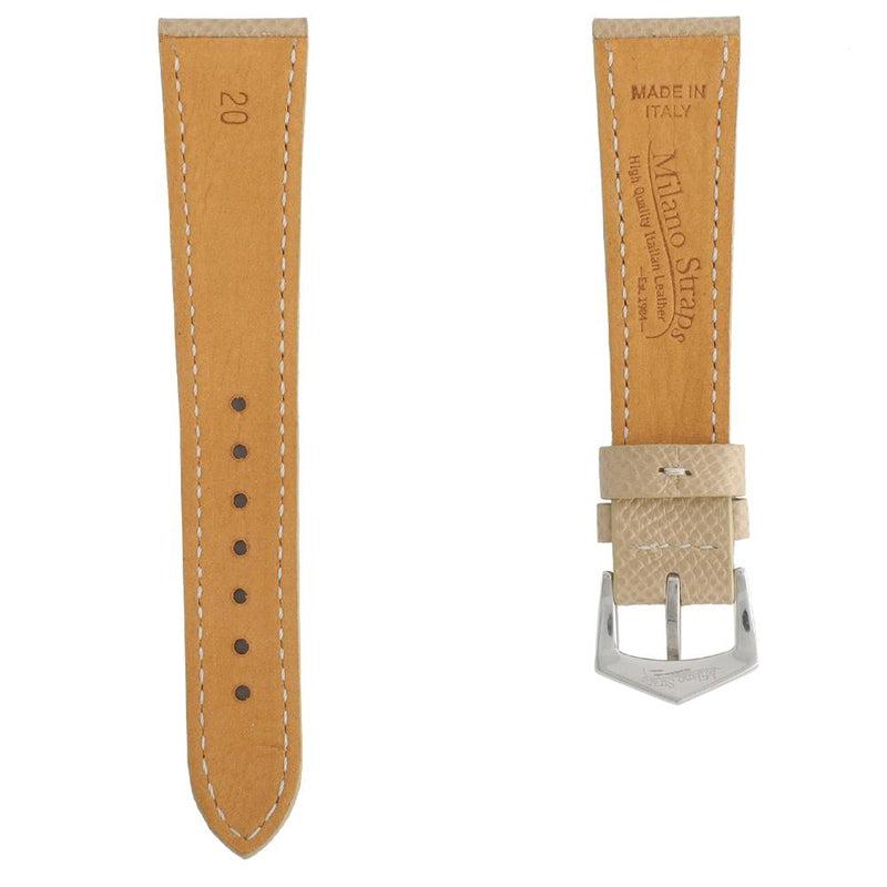 Sand Hammered Calfskin Ecru Stitches Watch strap - Leather strap- Milano Straps