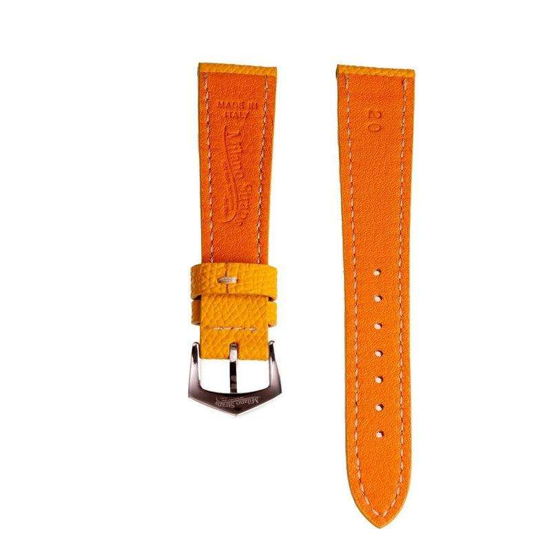 Yellow Hammered Calfskin Ecru Stitches Watch strap - Leather strap- Milano Straps