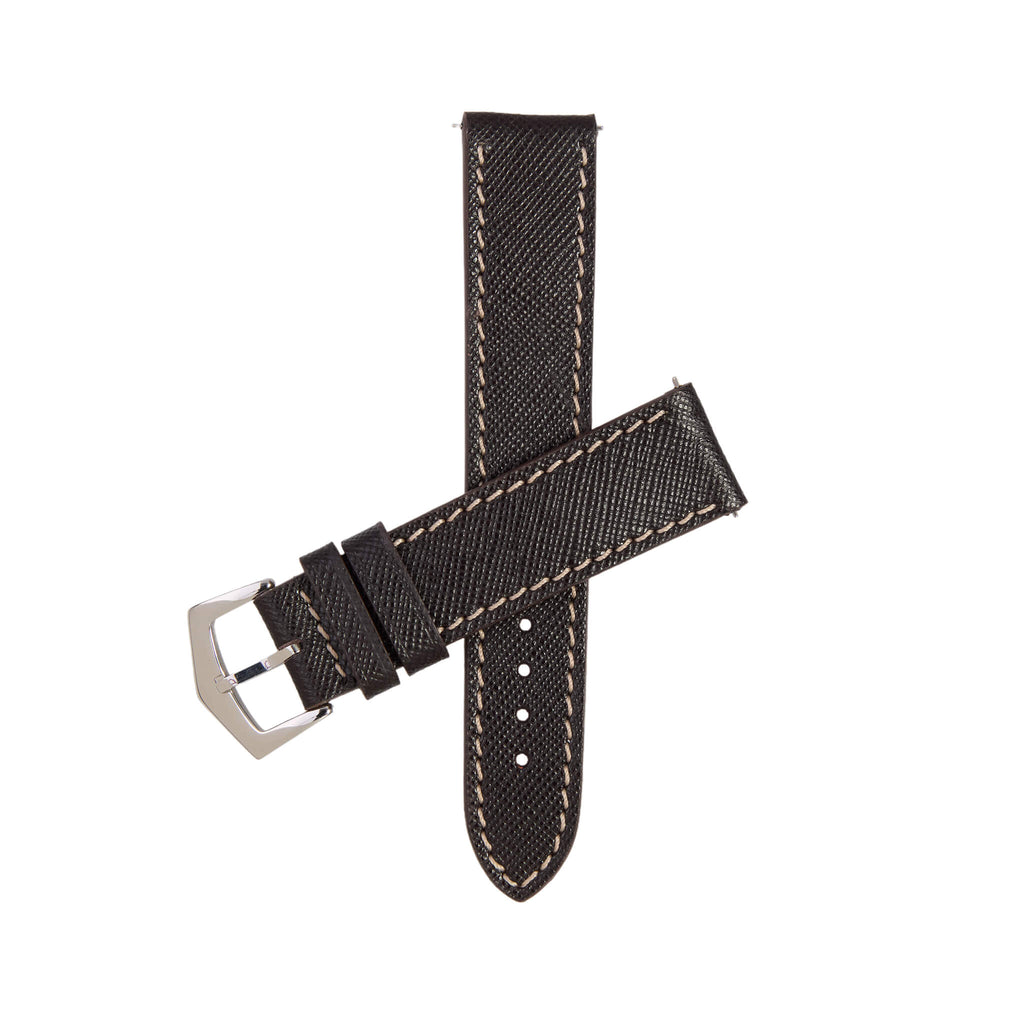 Black Saffiano Leather Watch Strap