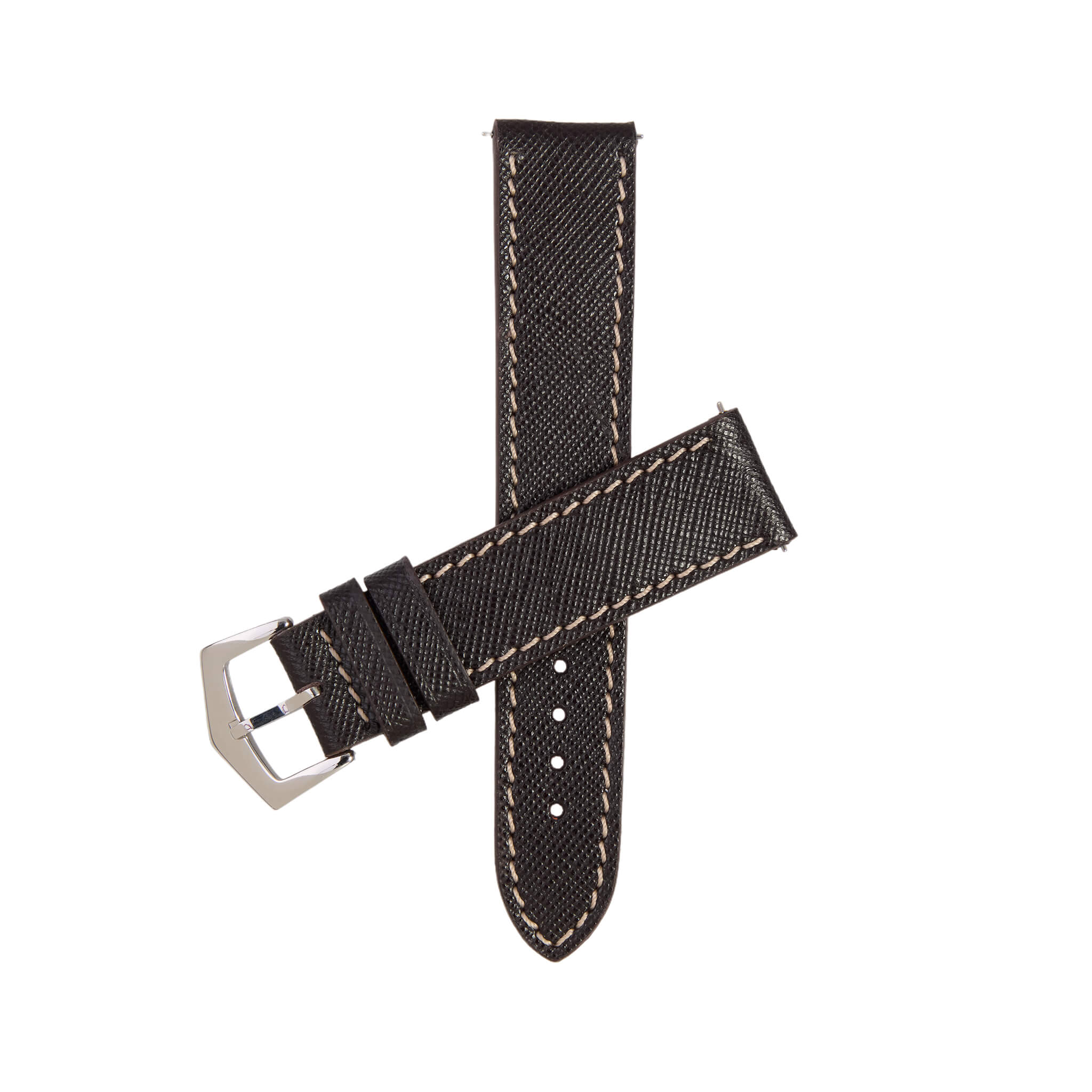 Uhrenarmband aus schwarzem Saffiano-Leder