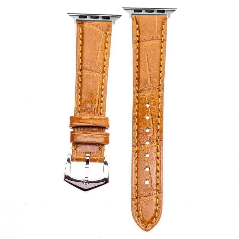 Apple Watch Leather Band ™ Cognac Matt Alligator Watch Band - Apple Watch Alligator Bands- Milano Straps