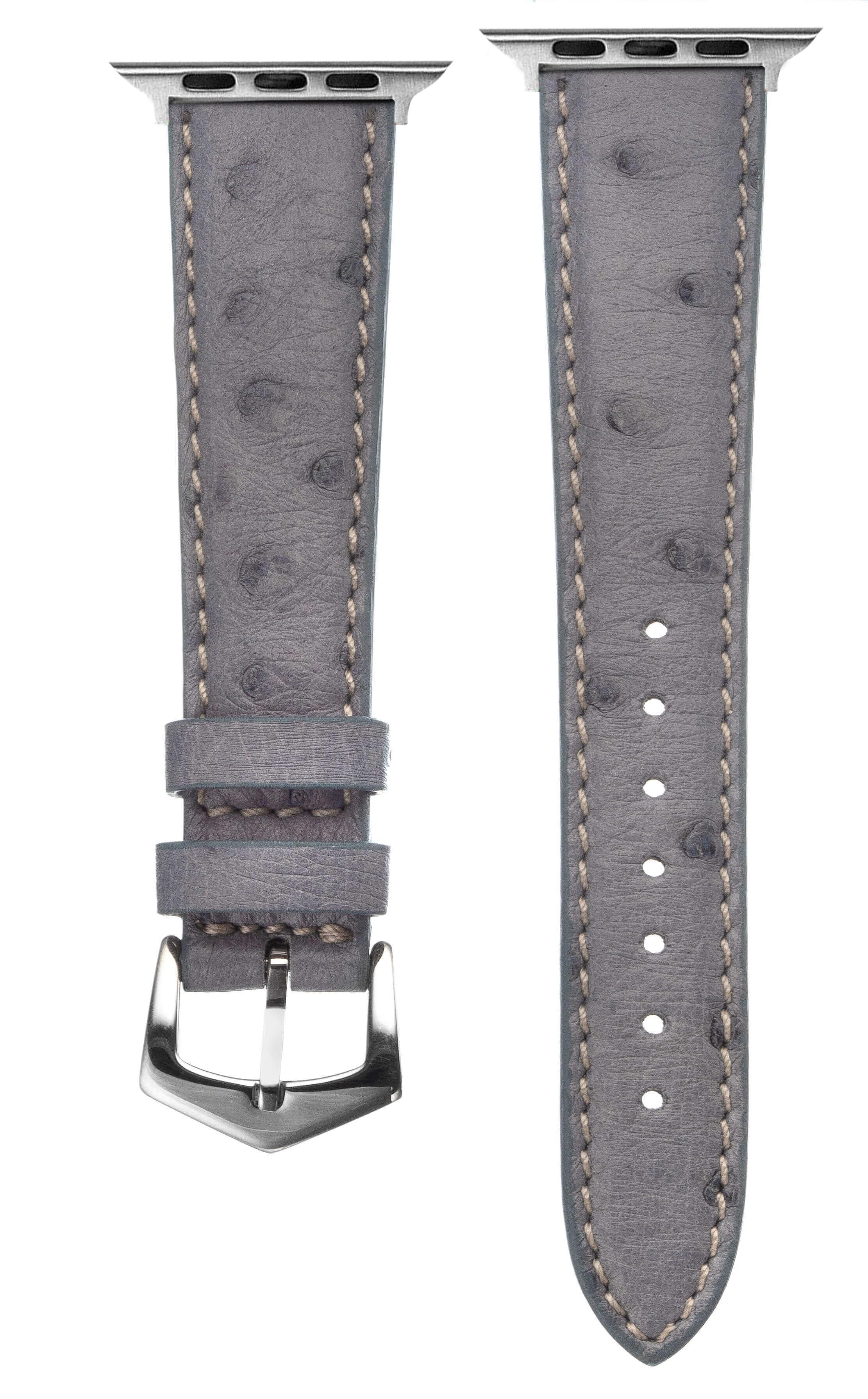 Apple Watch Leather Band ™ Grey Ostrich Leather Strap - Apple Watch Ostrich Bands- Milano Straps