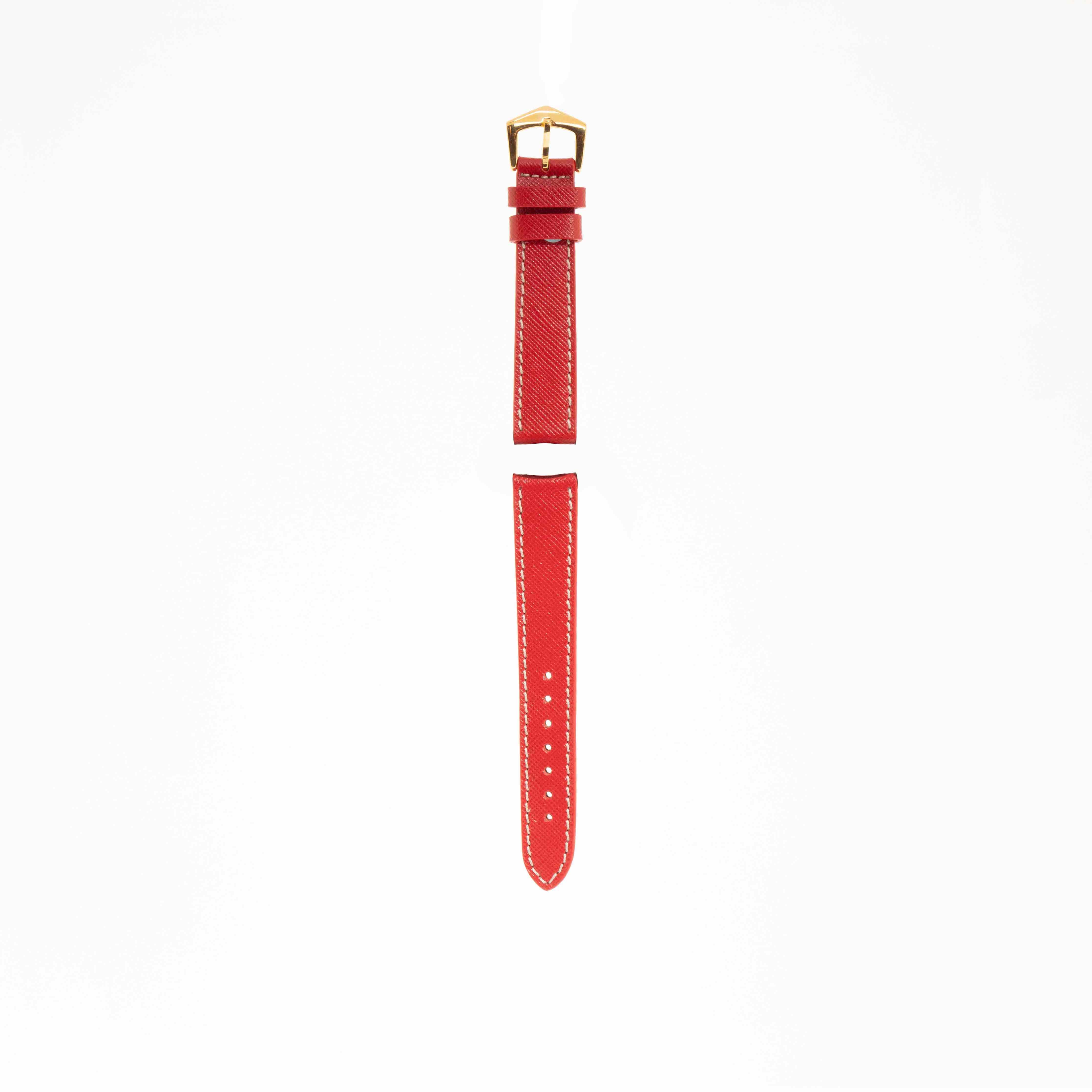 Bracelet montre Veau Martelé Rouge Coutures Ecrues