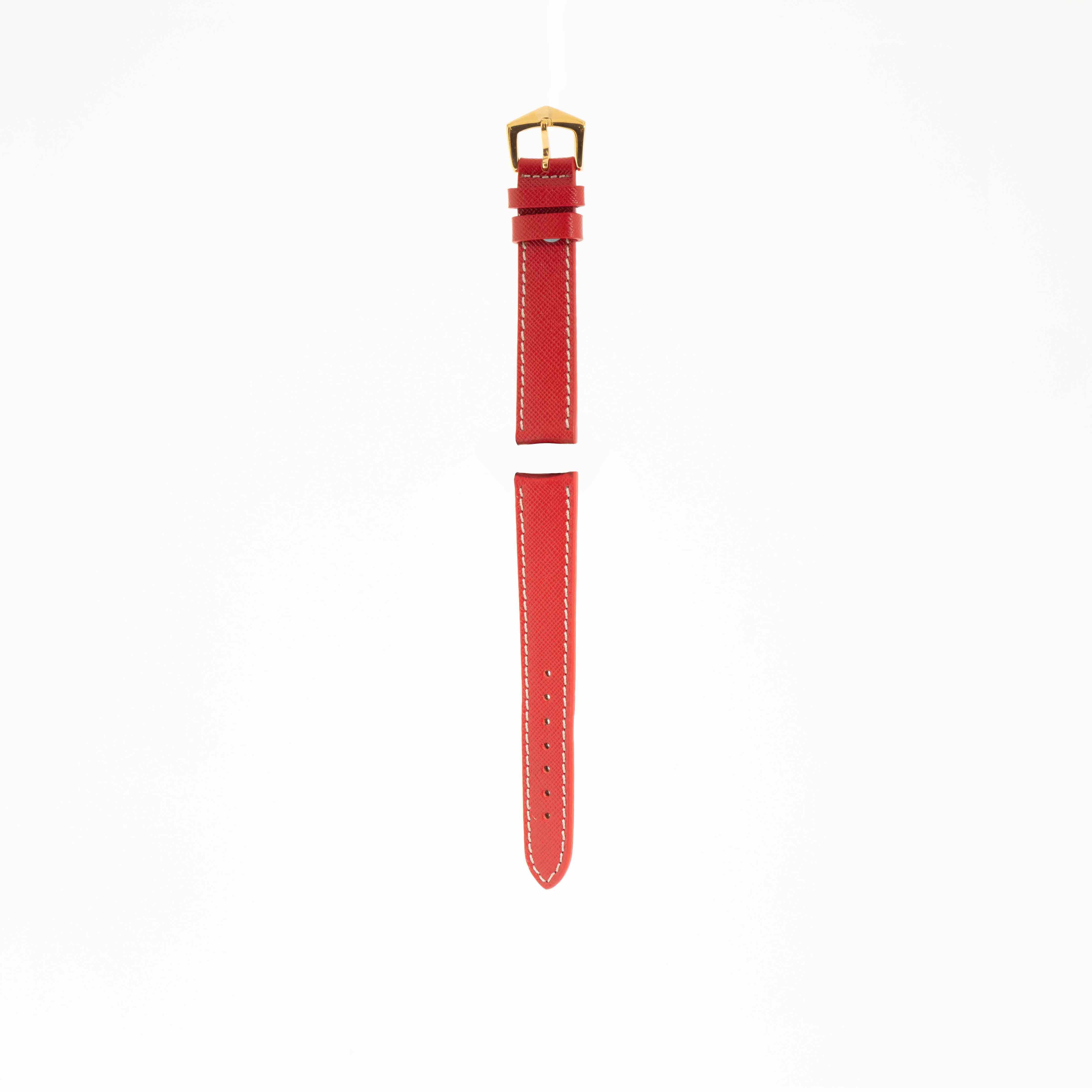 Bracelet montre Veau Martelé Rouge Coutures Ecrues