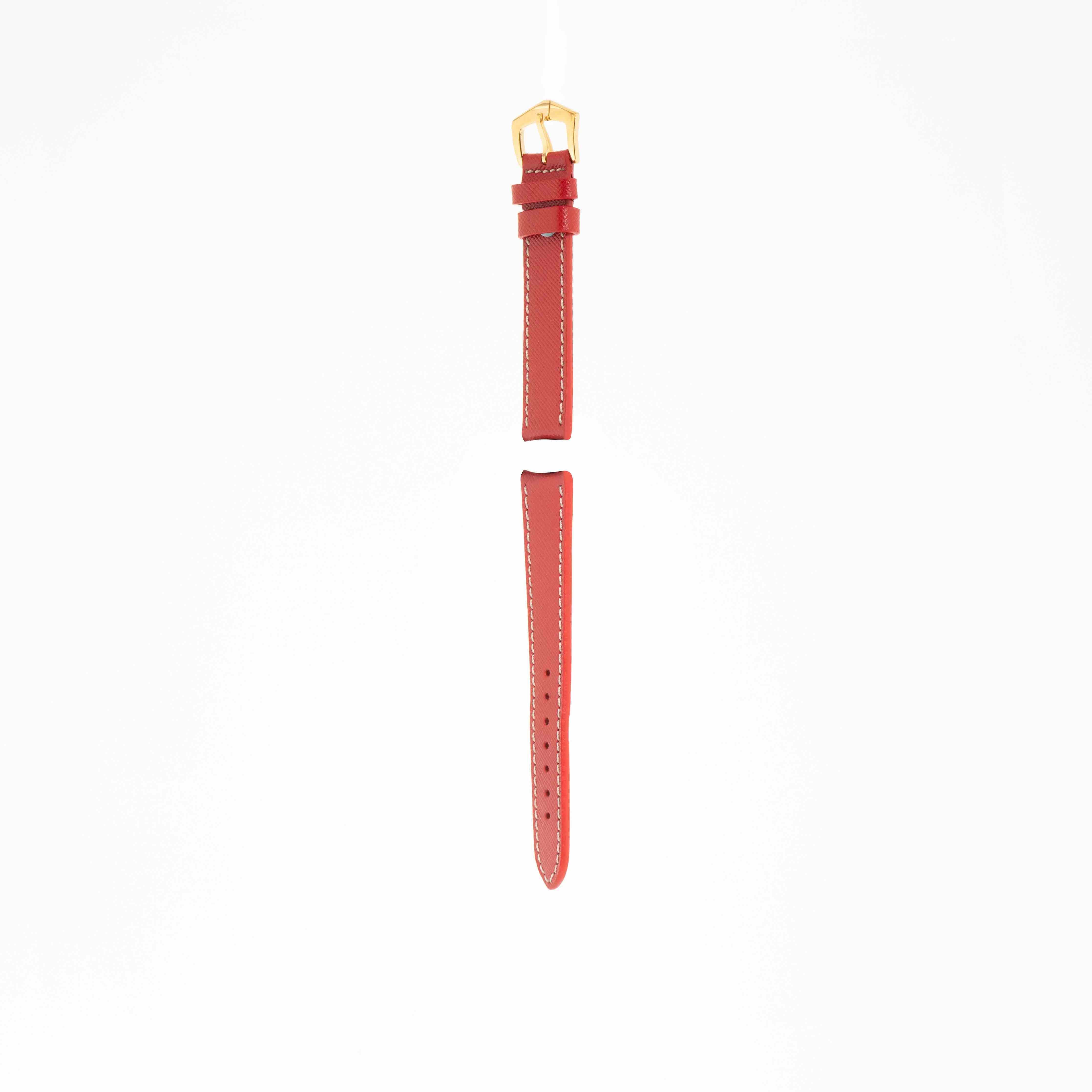 Bracelet montre Veau Martelé Rouge Coutures Ecrues