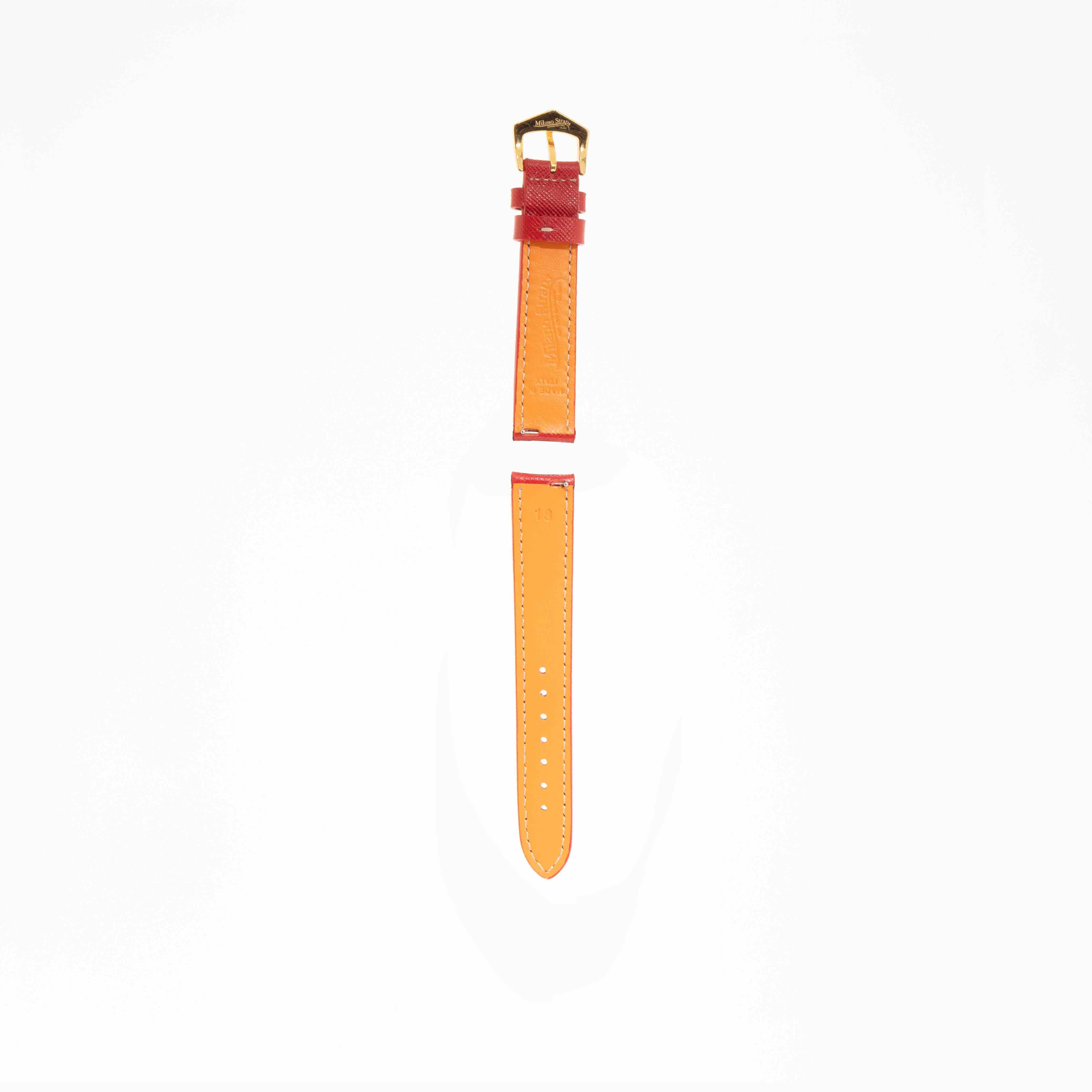 Bracelet montre Veau Martelé Rouge Coutures Ecrues