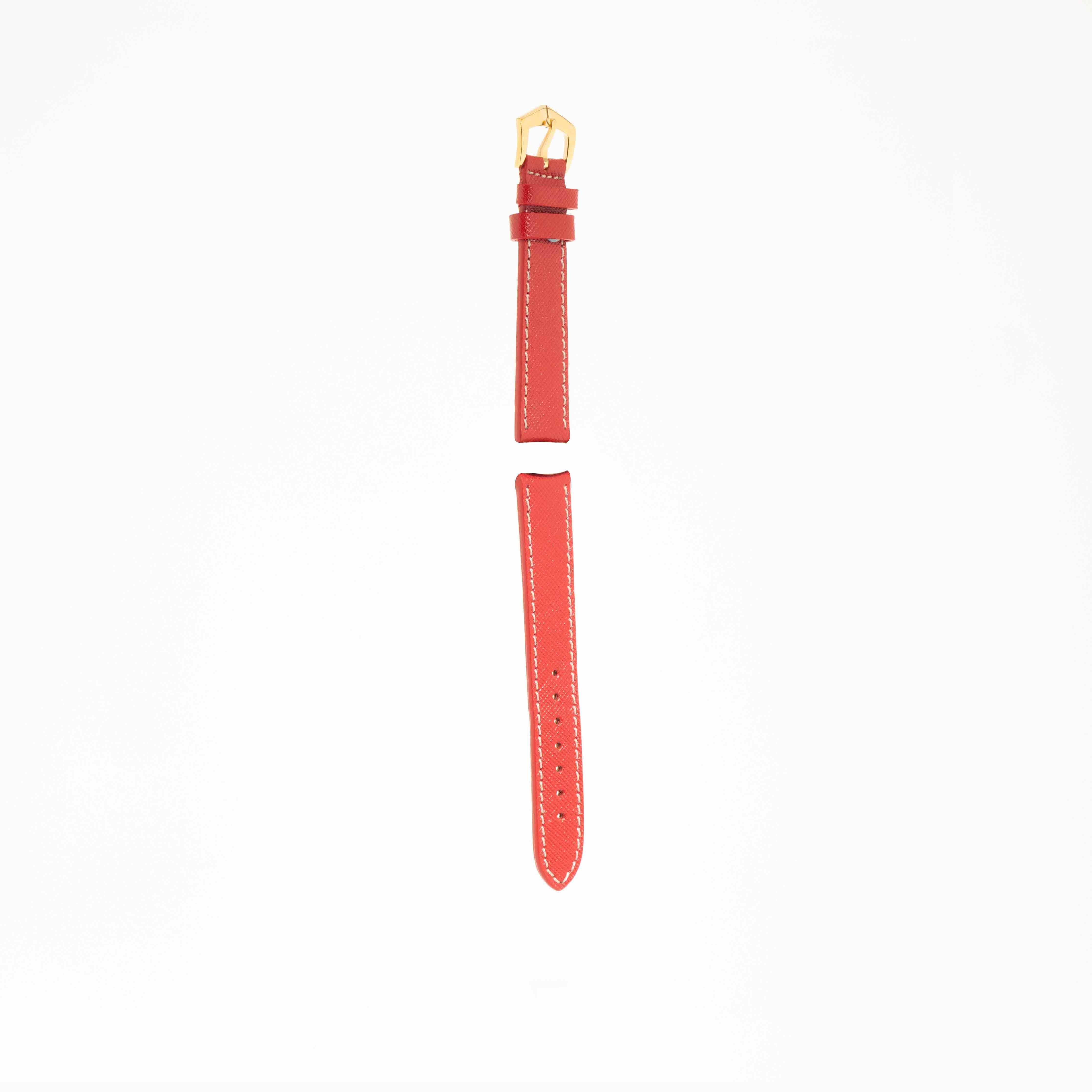 Bracelet montre Veau Martelé Rouge Coutures Ecrues