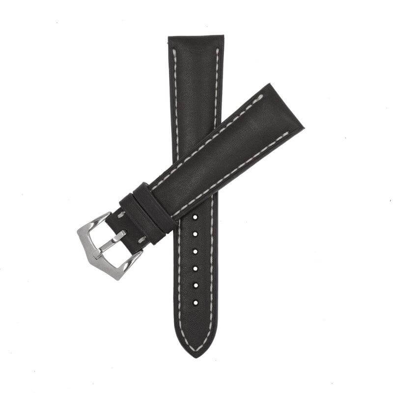 Black Barenia Leather Watch Strap- 20mm - Leather strap- Milano Straps