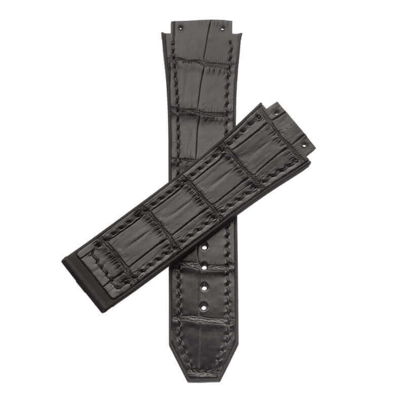 Black Genuine Alligator Watch Strap for Hublot Big Bang - Rubber Strap- Milano Straps