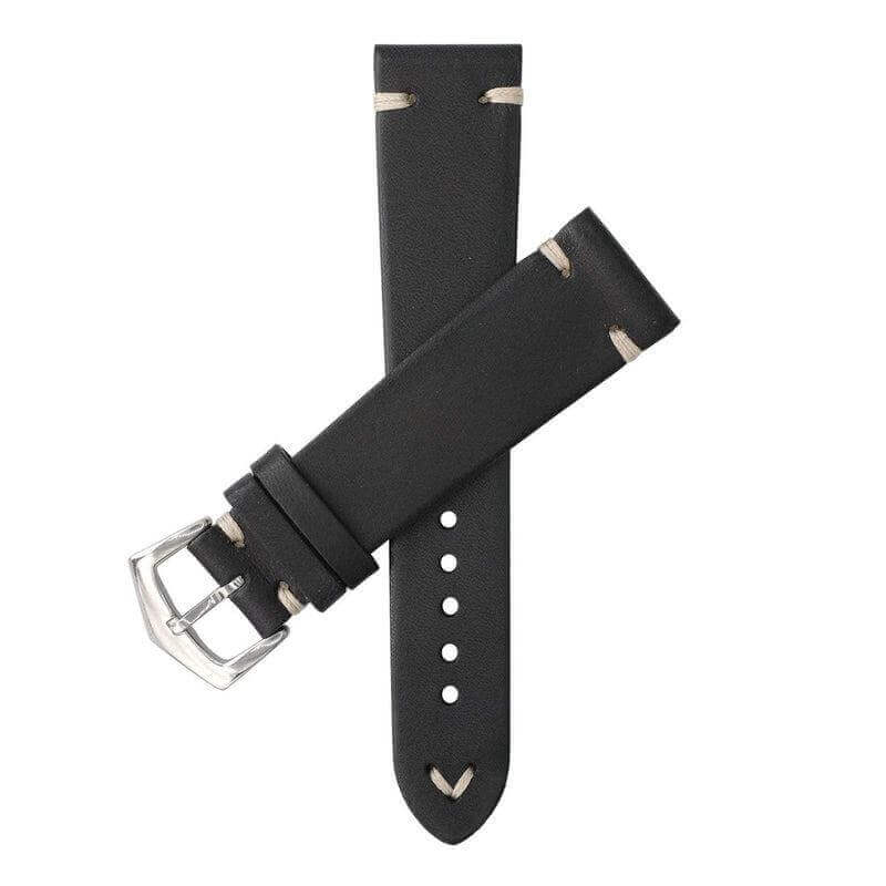 Black Vintage Leather Watch Strap - Black Color - Leather strap- Milano Straps