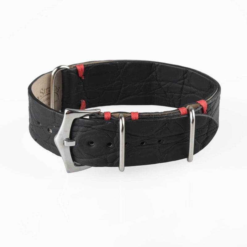 Black and Red Alligator Military Watch Strap - Military Watch Strap- Milano Straps