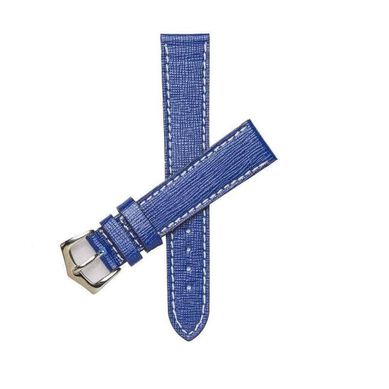 Blue Saffiano Leather Watch Strap - Leather strap- Milano Straps