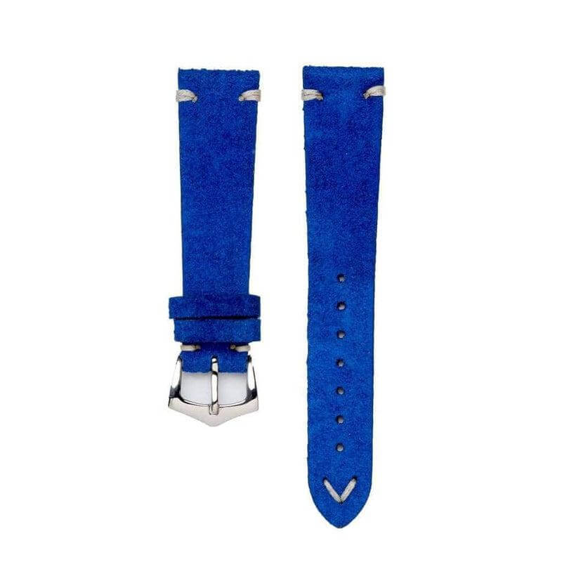 Blu Suede Vintage Leather Watch Strap - Suede strap- Milano Straps