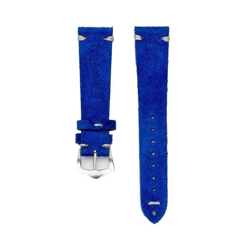 Blu Suede Vintage Leather Watch Strap - Suede strap- Milano Straps