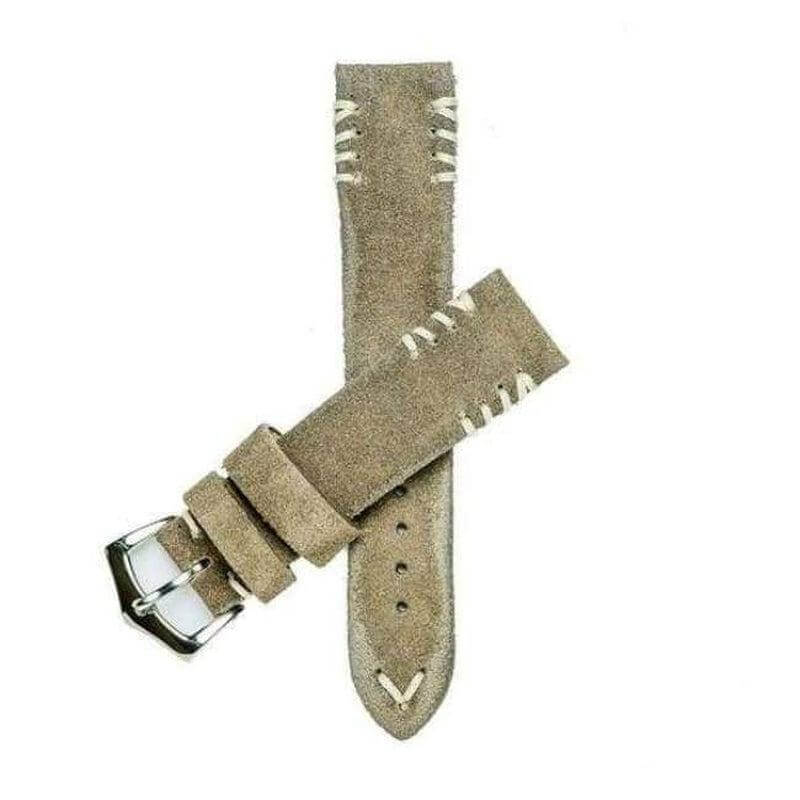 Camel Suede Watch Strap Tribal White stitches - Suede strap- Milano Straps