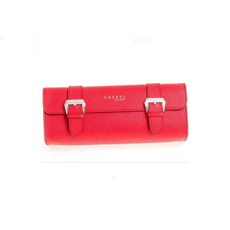 Casati Milano Travel Case Rectangular Epsom Leather Color Red - Travel Case- Milano Straps