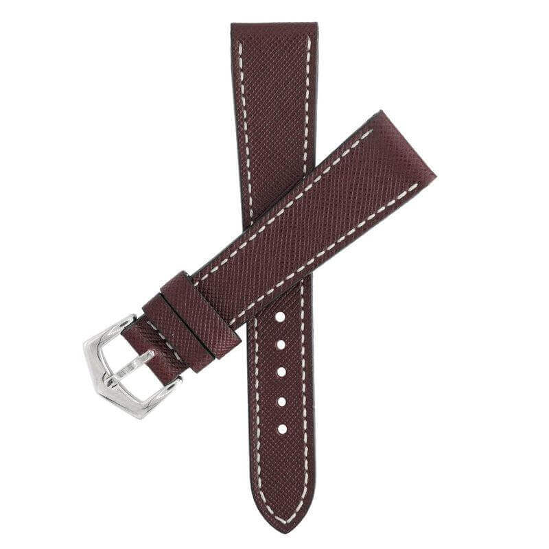 Cognac Saffiano  Leather Watch Strap - Leather strap- Milano Straps