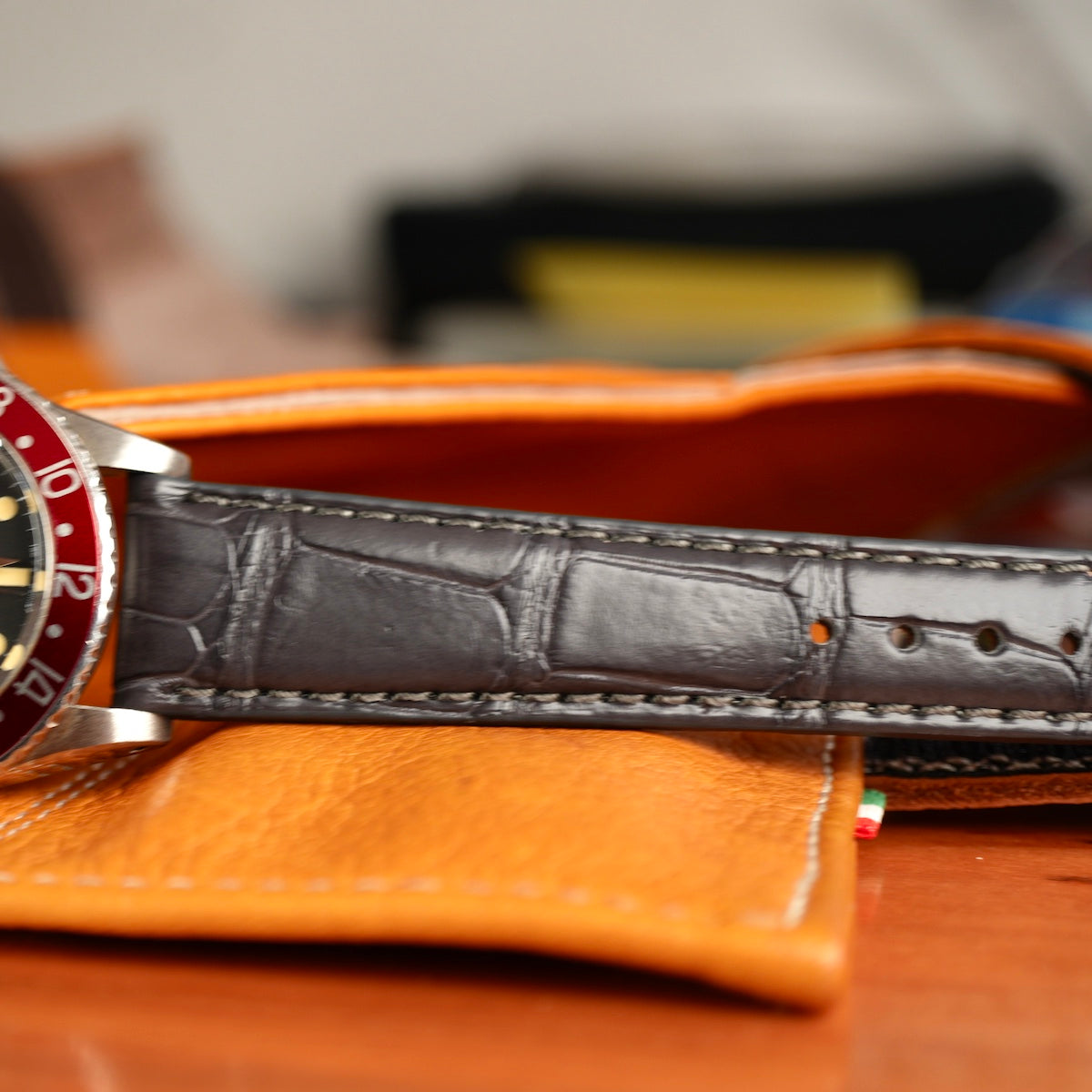 Matt Dark Grey Alligator Watch Strap