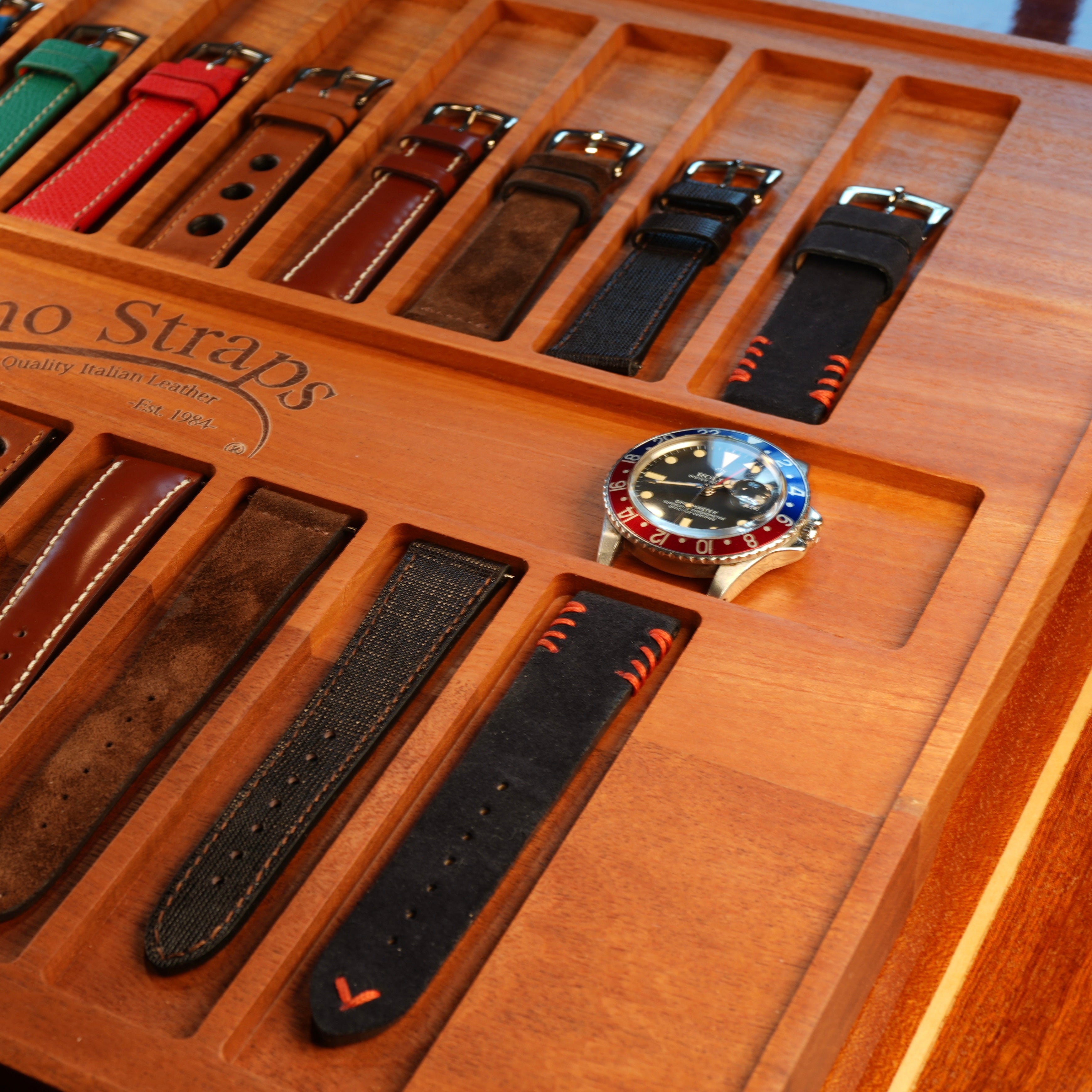Handmade Solid Hardwood Watch Strap Display & Organizer | My Strap Closet