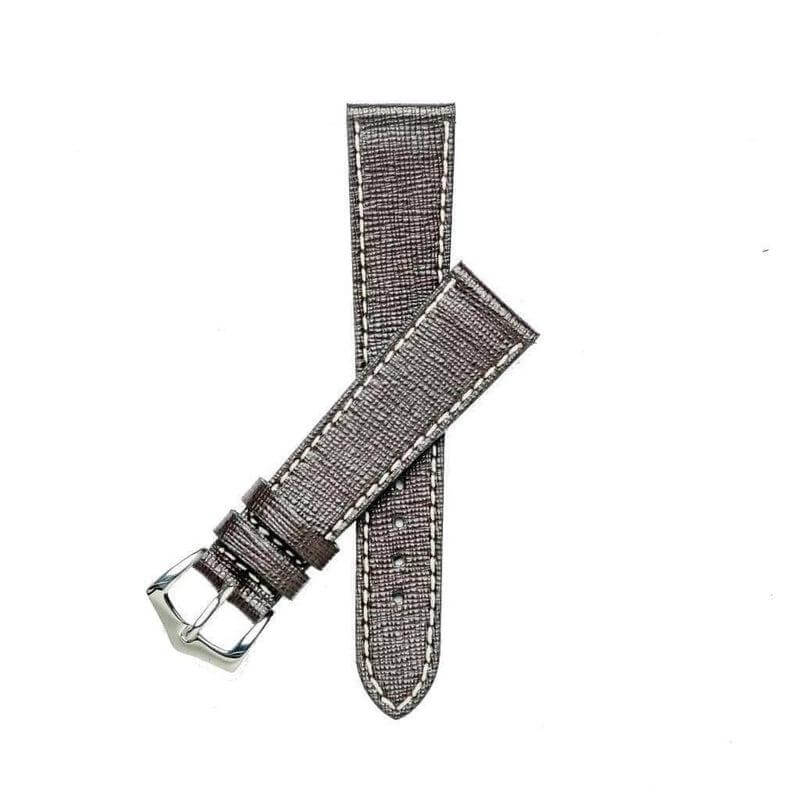 Best Dark Brown Saffiano Leather Watch Strap - Leather strap- Milano Straps