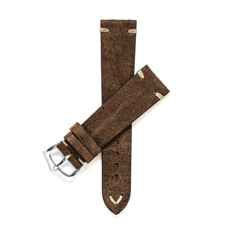 Dark Brown Vintage Leather Watch Strap - Brown - Leather strap- Milano Straps